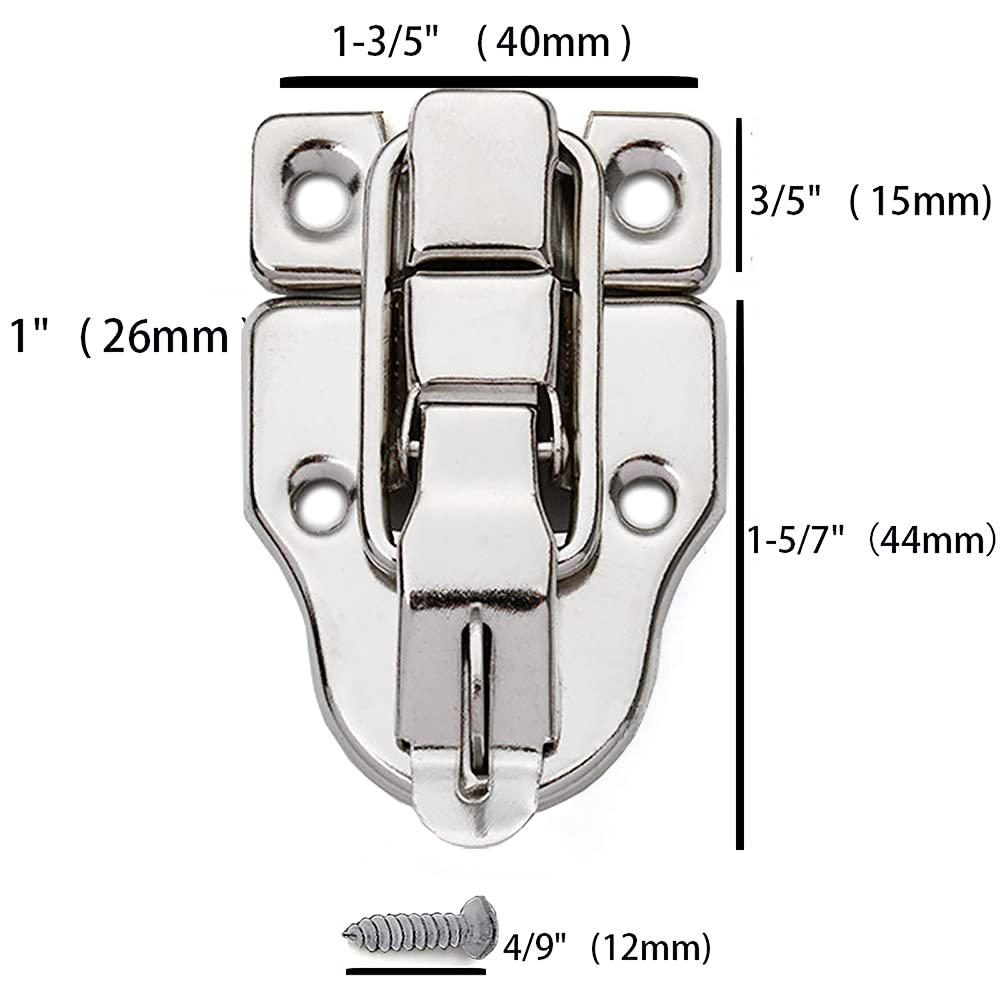 10PCS Silver Metal Duckbilled Box Hasp Lock Toggle Latch Catch - Heavy Duty Hardware for Wooden Case, Toolbox & Storage Chest - Secure Your DIY Projects & Outdoor Equipment