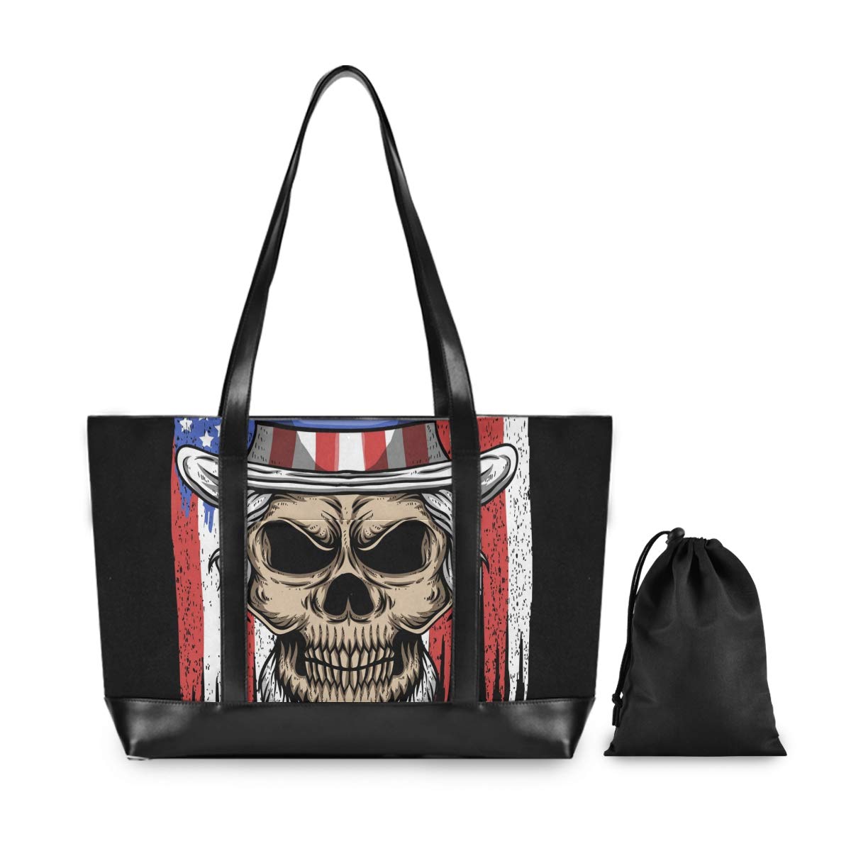 Stylish Women's Laptop Tote Bag with Zipper - American Flag & Animal Print Design, Spacious 15.6 Inch Notebook Carrier for Work, School & Travel | Perfect Teacher Bag, Office Commuter & College Essentials Accessory