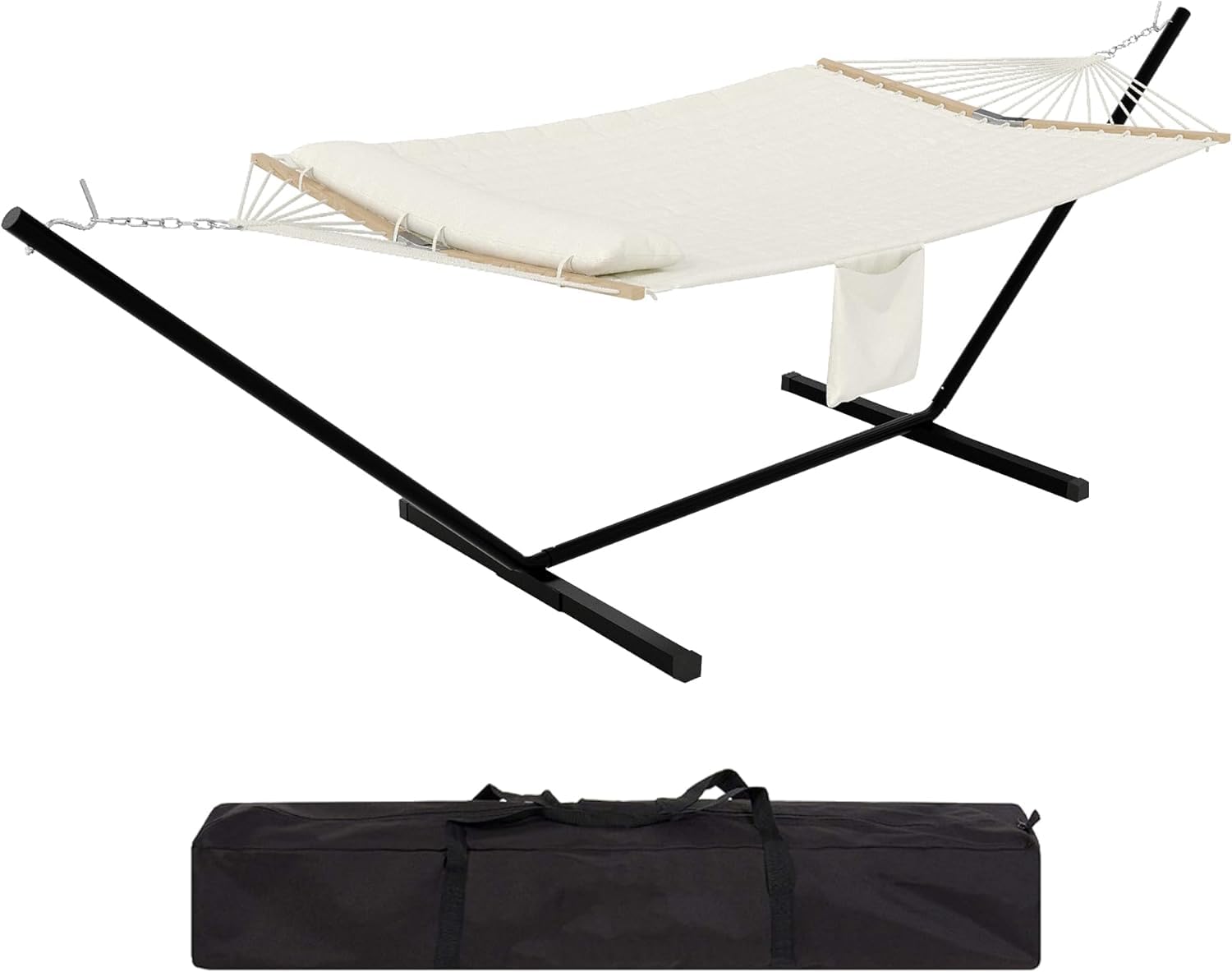 GARVEE 2 Person Heavy Duty Double Hammock with Collapsible Steel Frame - 450lb Weight Capacity, UV Resistant & Includes Storage Bag - Perfect for Backyard Relaxation, Camping Trips & Outdoor Adventures