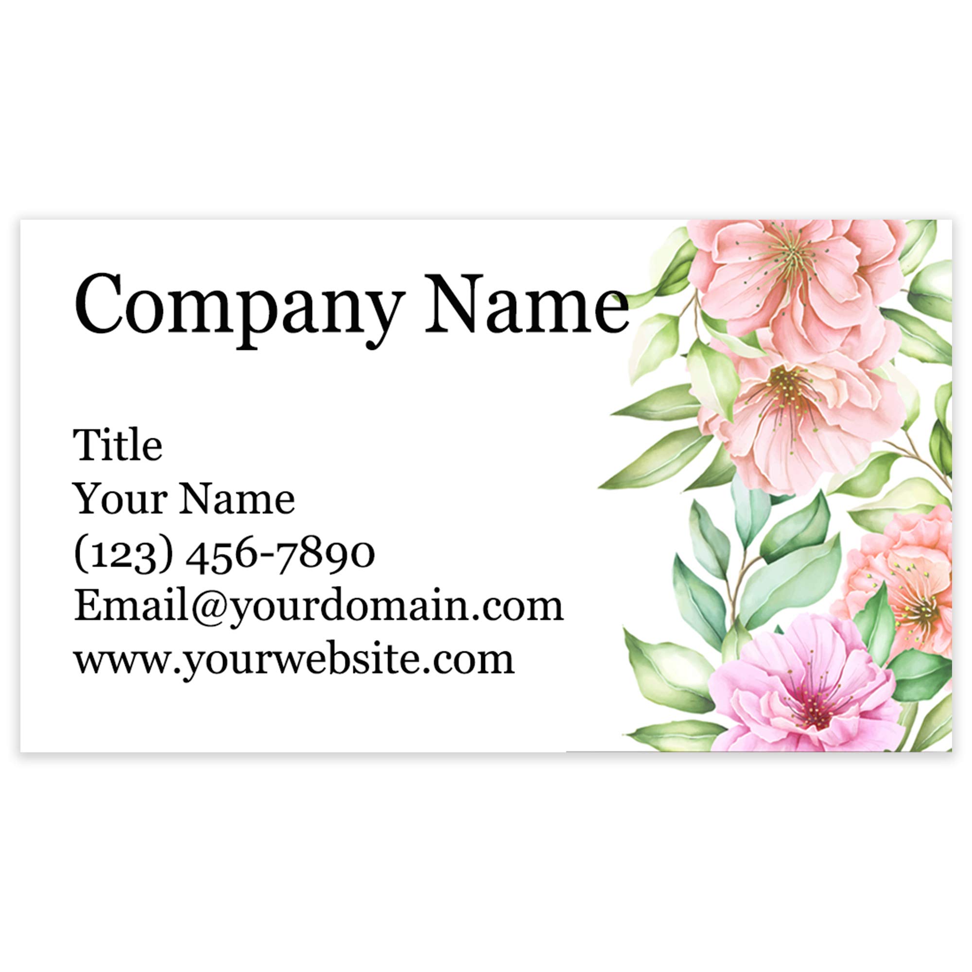 Custom Floral Business Cards 3.5x2 Inch - Eco-Friendly Recycled & Matte Paper - 100% USA Made - 20+ Floral Designs (Soft Greenery) - Perfect for Networking, Weddings & Small Business Branding