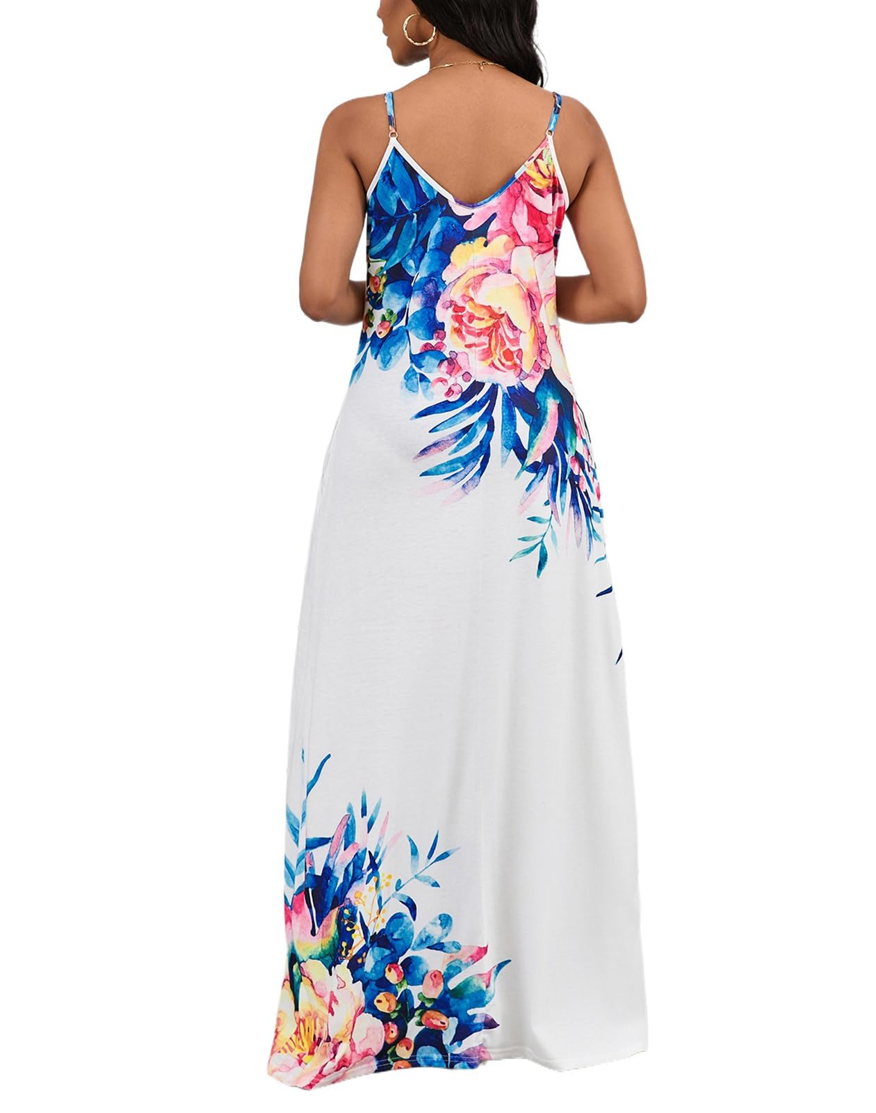SheKiss 2025 Women's Floral Maxi Dress - Casual Summer Sleeveless Long Dress, Plus Size Floor Length Sundress for Beach, Vacation & Outdoor Parties