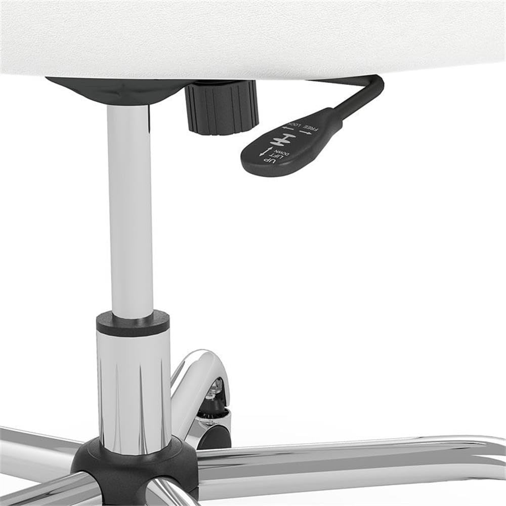 Bush Furniture Cabot Mid Back Leather Box Chair - White Office Chair for Home & Office, Ergonomic Desk Chair with Padded Seat & Back Support for Comfortable Working