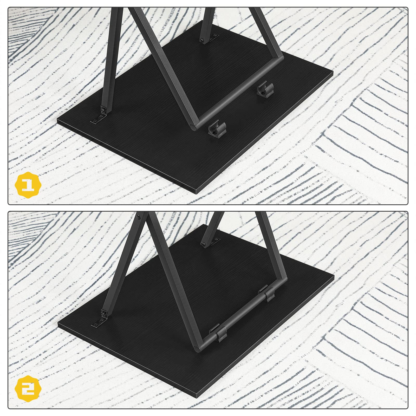 HOOBRO Folding TV Tray Tables Set of 2 - Industrial Snack Side Tables for Small Spaces with Stable Metal Frame - Easy Assembly Space Saving Black (BK25BZ01) - Perfect for Eating at Couch, Bedroom, or Dorm Room