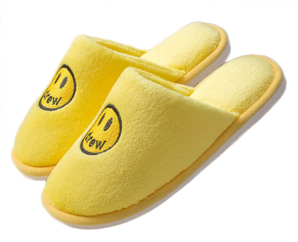 Women's Smiley Face Fluffy Winter Slippers - Thick Fur Cozy House Shoes for Indoor, Bedroom & Lounge Wear - Warm Non-Slip Home Slippers for Women