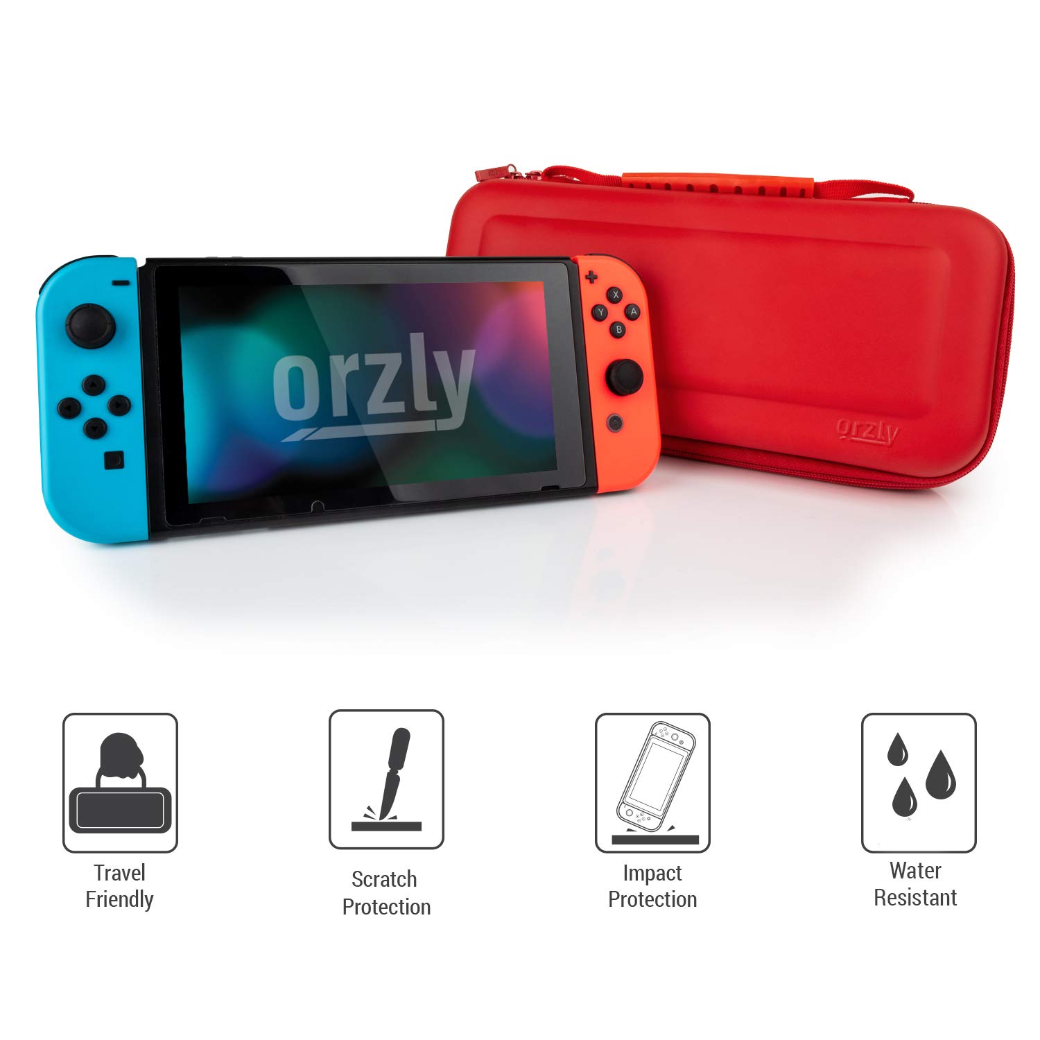 Orzly Protective Hard Travel Carry Case for Nintendo Switch & Switch OLED - Portable Shell Pouch with Storage Pockets for Games & Accessories | Perfect for Travel, Commuting & Home Storage