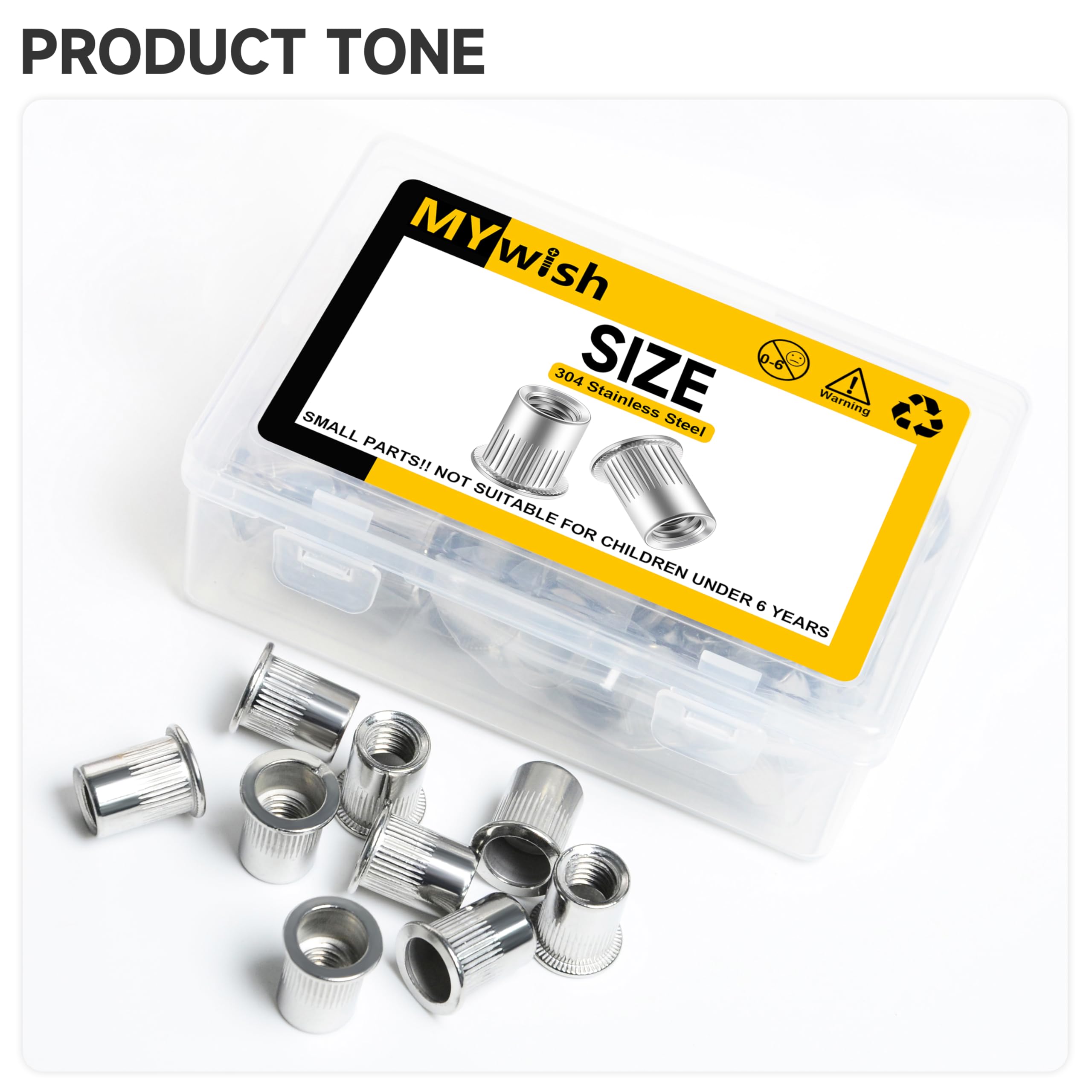 100Pcs 5/16-18 Stainless Steel Rivet Nuts, 304 Grade Flat Head Threaded Inserts for Metal - Heavy Duty RIV Nuts Nutsert Fasteners - Perfect for Automotive, HVAC & DIY Metalworking Projects