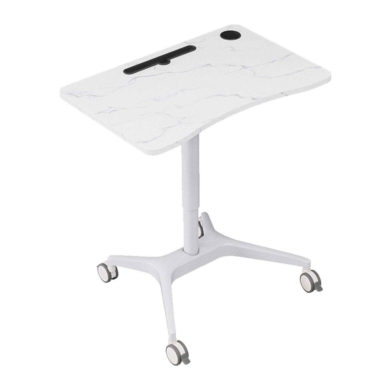 Adjustable FHT Mobile C-Shaped Laptop Lap Desk - Portable Overbed Table for Notebook, Office, Conference Room & School Use - White (Ideal for Bed, Sofa & Small Spaces)