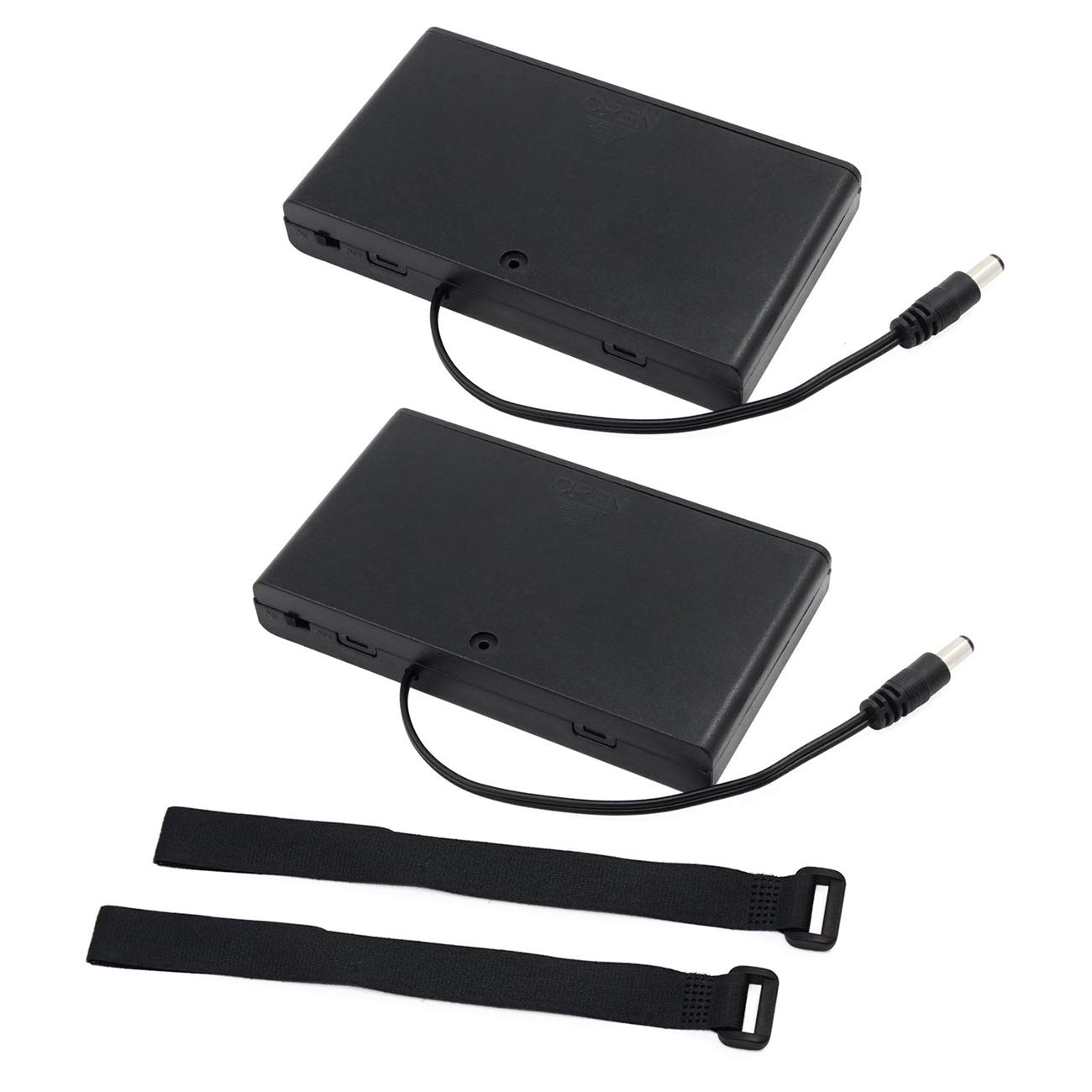 2 Pack 8 AA Battery Holder - 12V Plastic Storage Case with DC Plug for DIY Electronics, Toys & Emergency Power Supply