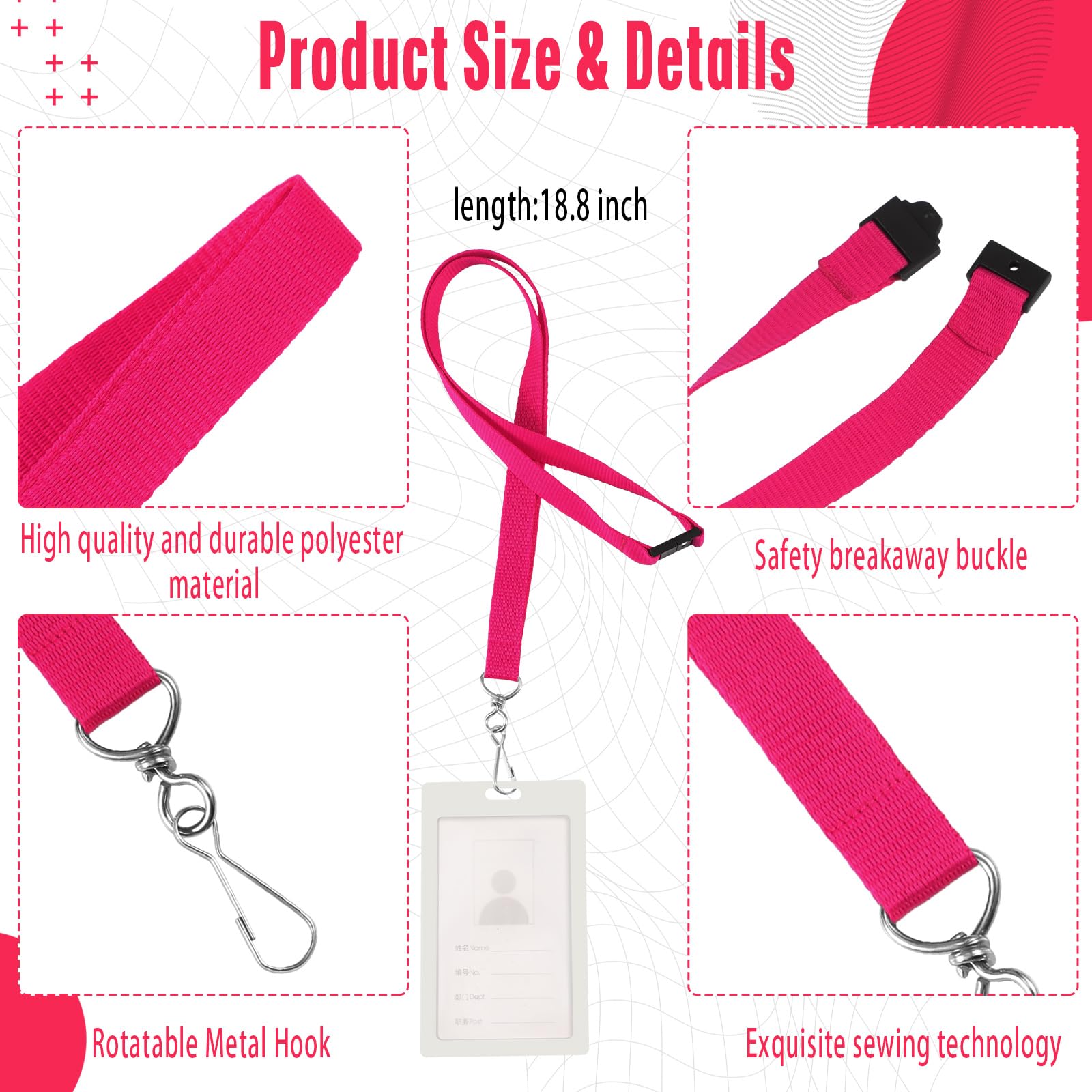 Breakaway Lanyards with J Hook - Bulk ID Badge Holders for Work & Events
