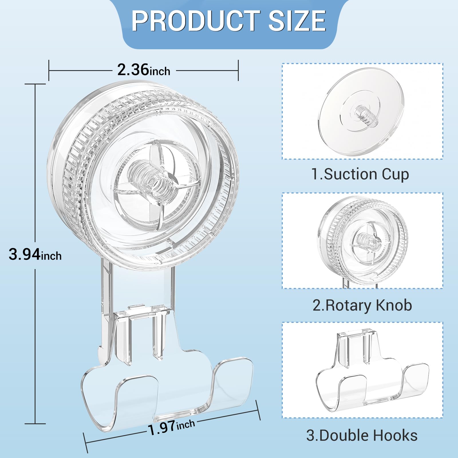 LUXEAR 4-Pack Shower Suction Cup Hooks - Strong Vacuum Wall Hangers for Razor, Loofah, Towel & Robe | Waterproof Bathroom & Kitchen Organizer | Perfect for Shower, Bath & Home Storage