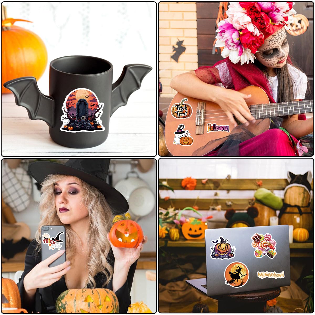 100pcs Unique Halloween Stickers for Kids - Waterproof Vinyl Party Favors, Trick or Treat Decorations - Perfect for Classroom Rewards, Pumpkin Carving, Costume Accessories & Scrapbooking