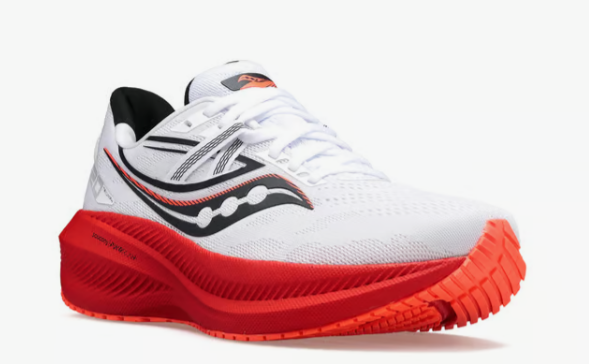 Saucony Men's Triumph 20 Running Shoes - White/Black/Vizi - Lightweight Cushioned Sneakers for Road Running, Jogging & Gym Workouts