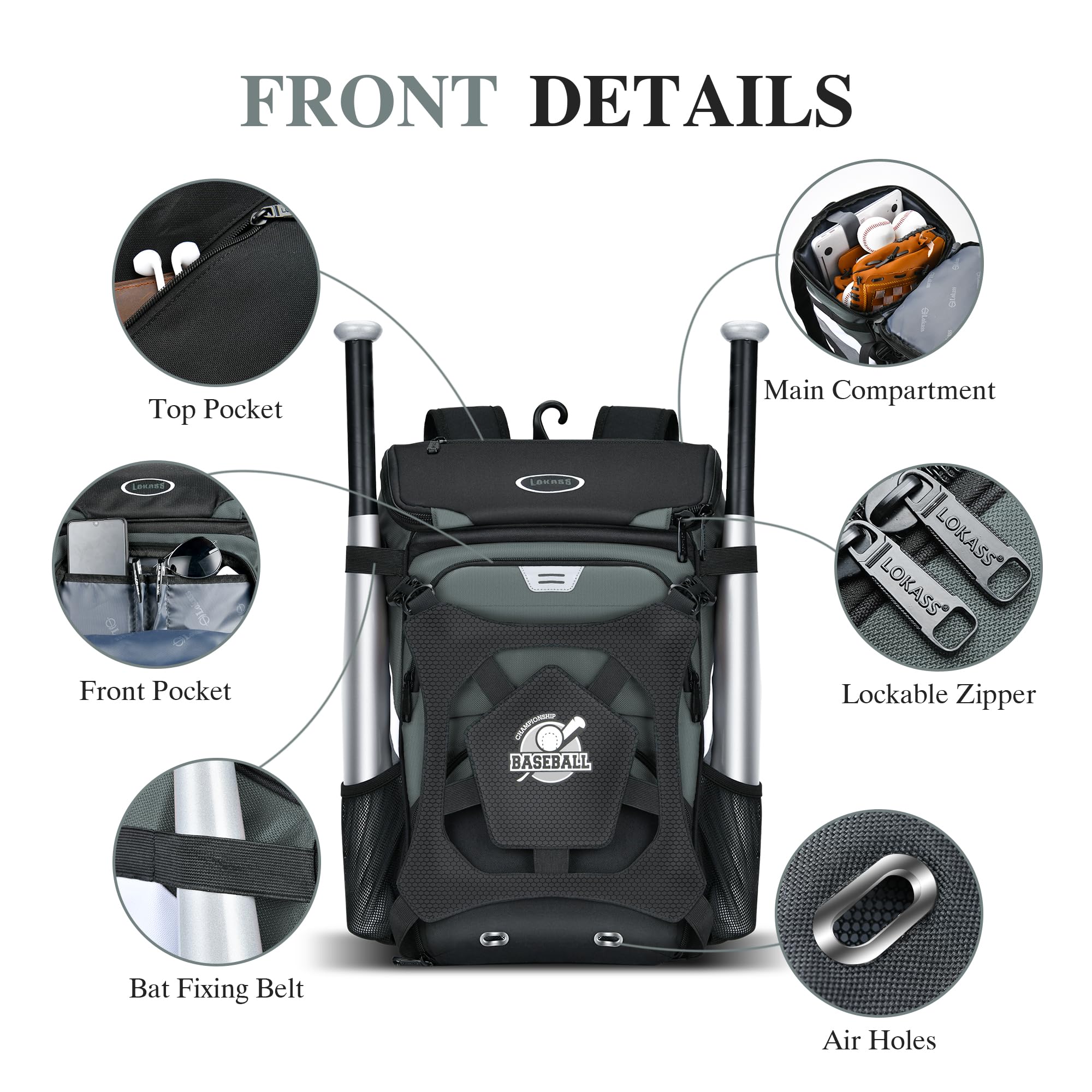 **Large Capacity Lightweight Baseball Backpack for Adults & Youth - Waterproof Softball Bag with Shoe Compartment, Fence Hook & Helmet Storage - Perfect for T-Ball, Batting Practice & Game Day Equipment**