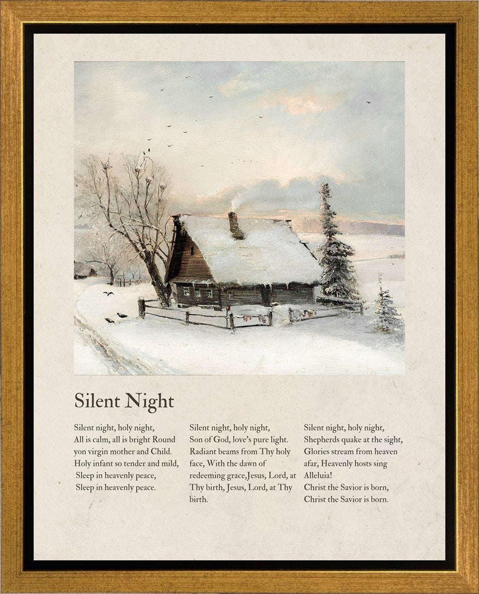 Silent Night Gallery Wrap Canvas - Premium Christmas Wall Art Decor for Home, Bedroom, Living Room - Perfect Holiday Gift & Cozy Winter Decorations