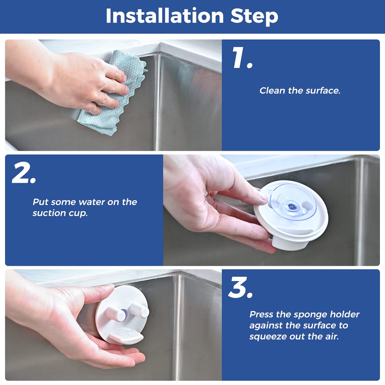 Non-Slip Suction Cup Scrub Sponge Holder for Kitchen Sink - Rustproof Sponge Caddy Organizer with Drain Holes (1 Pack) - Perfect for Dishwashing, Countertop Cleaning & Bathroom Organization