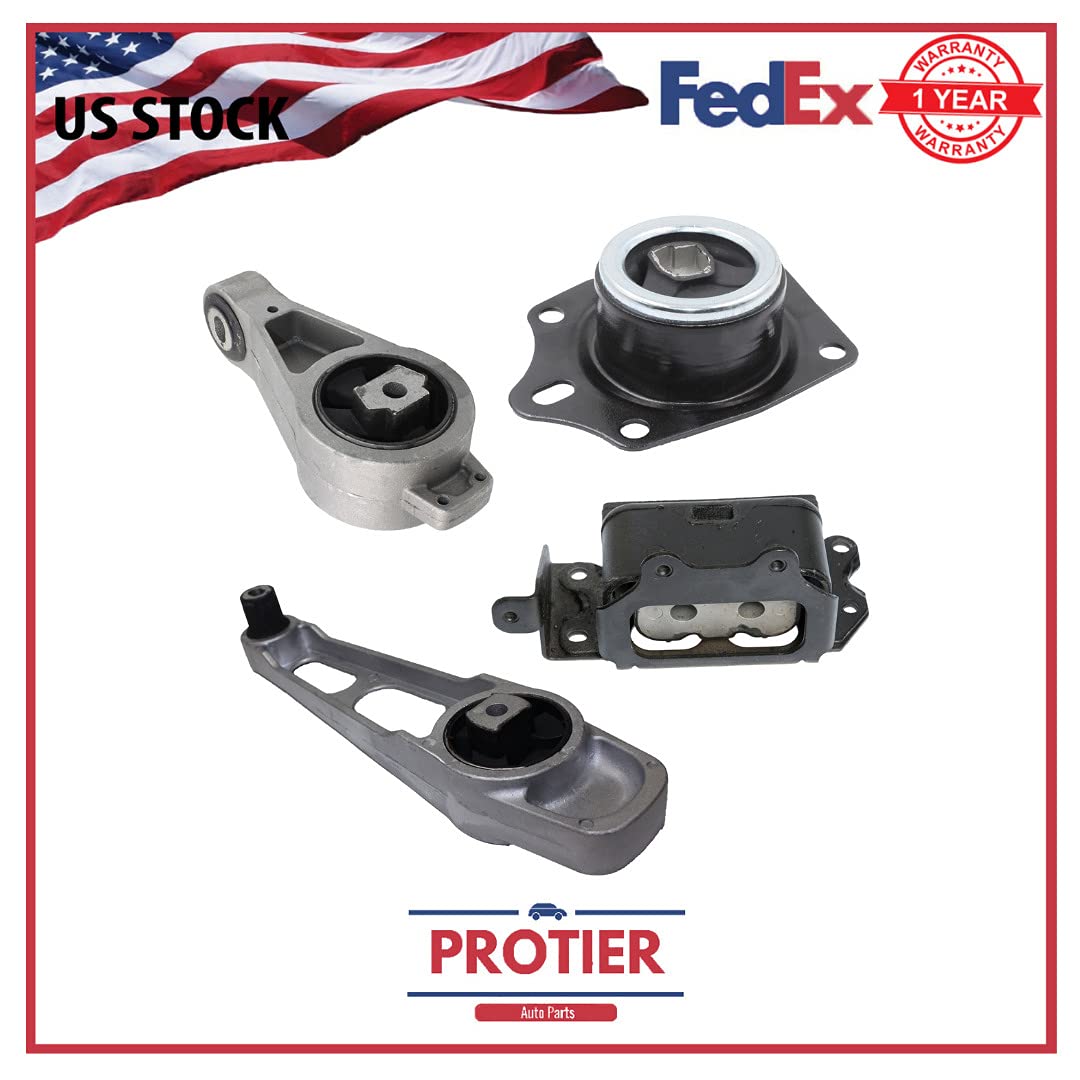 4PCS Engine & Transmission Mount Set Compatible with Chrysler PT Cruiser 2.4L L4 2003-2010 Models - Improves Ride Comfort & Reduces Vibration for Smooth Driving Experience
