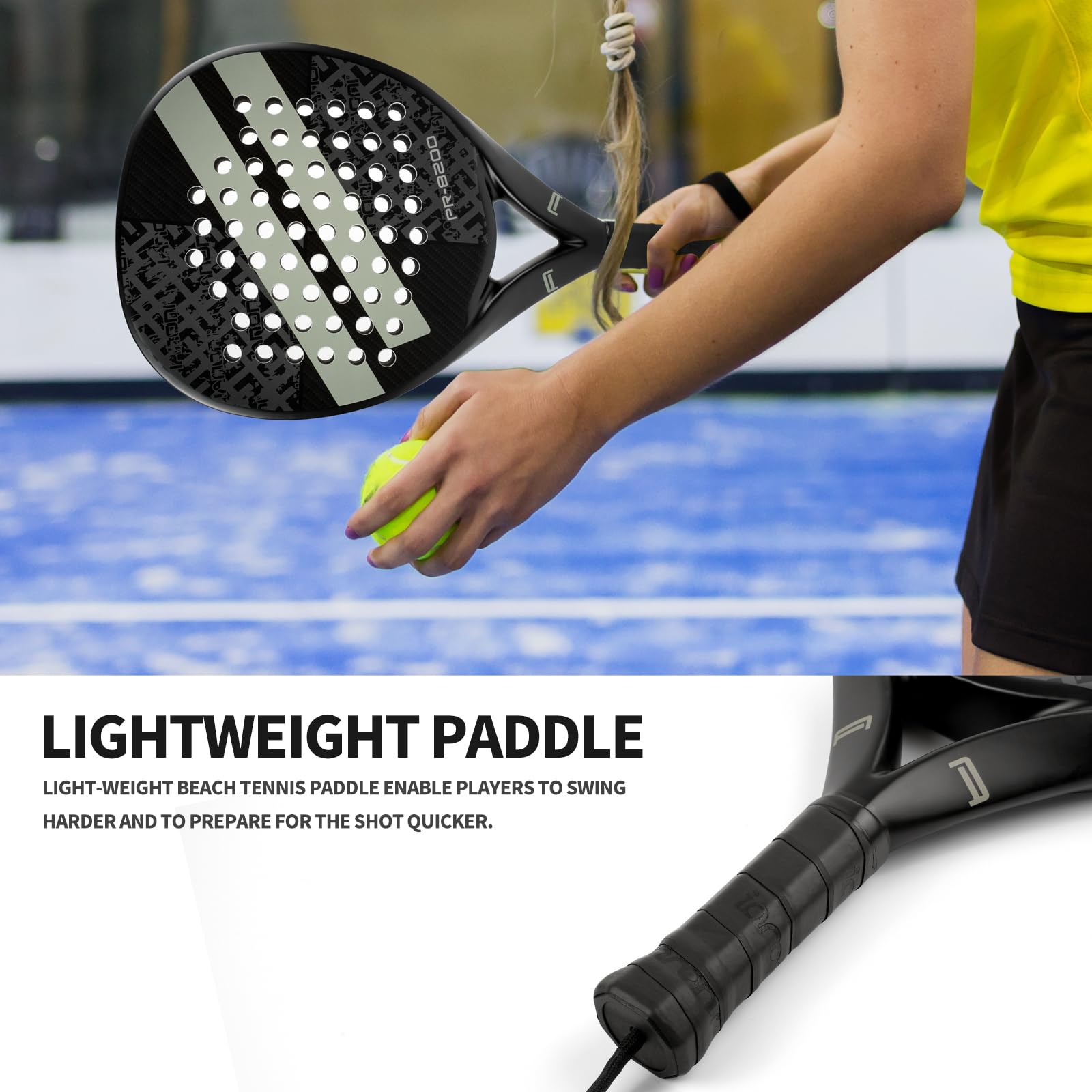 Premium Carbon Fiber Padel Racket with EVA Memory Flex Foam Core - Lightweight Tennis Paddle for Competitive Play & Training - Perfect for Indoor/Outdoor Padel Courts