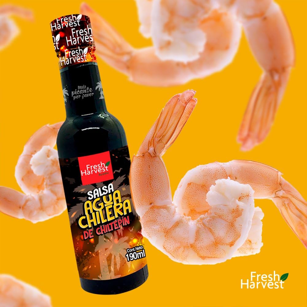 Chiltepín Aguachilera Hot Sauce 190ml (6.42 Fl Oz) - Pack of 12 | Authentic Mexican Spicy Sauce for Seafood, Tacos, Snacks & More | Fresh Harvest | Perfect for Cooking, Grilling & Party Dips