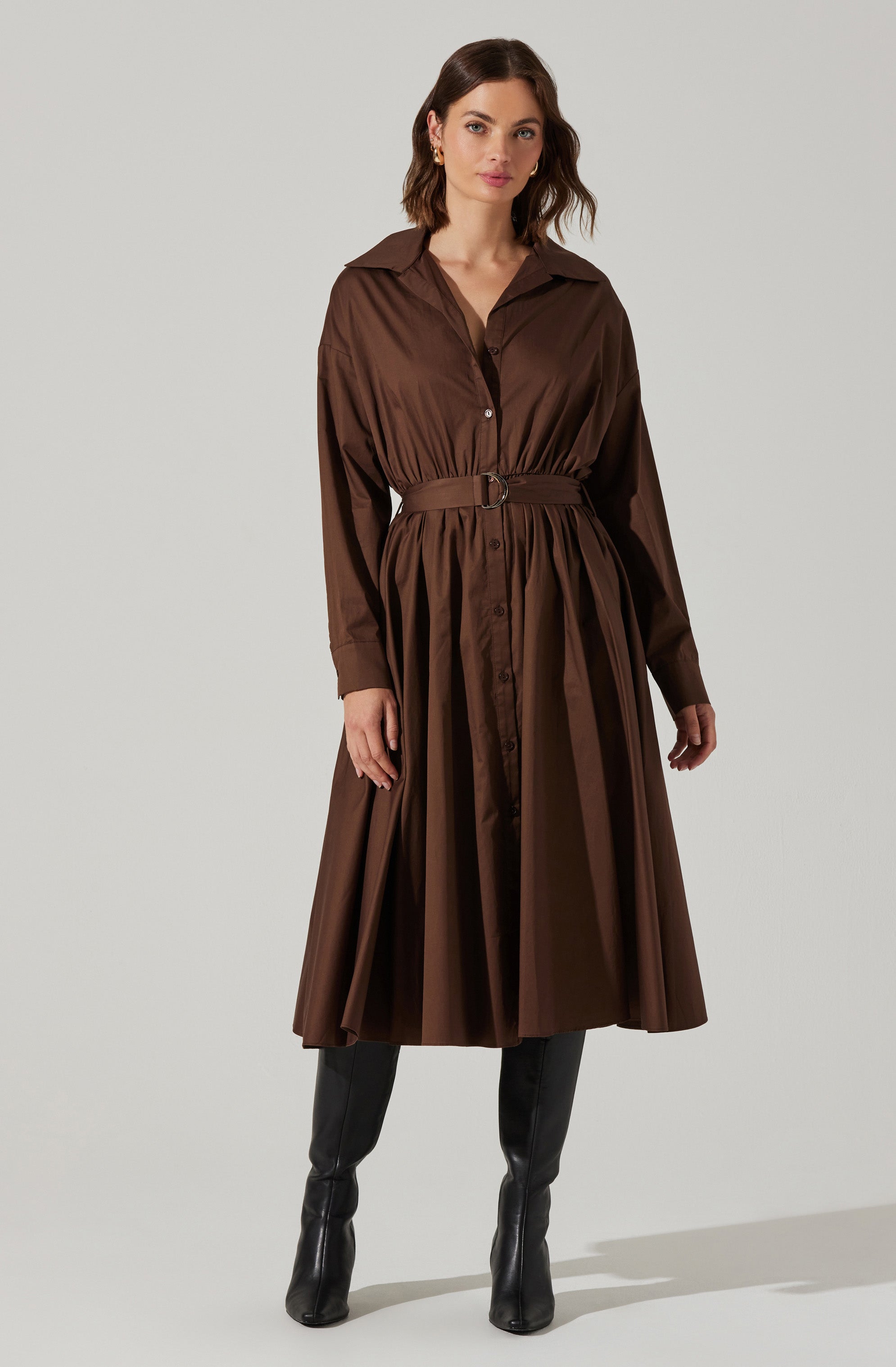 Darany Belted Midi Shirt Dress for Women - Stylish Casual & Office Wear - Perfect for Work, Date Night & Spring Outfits