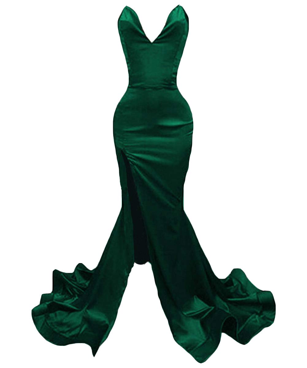 Lemai Women's Sexy Formal Mermaid Prom Dress with High Front Slit - Elegant Evening Gown for Homecoming, Pageant, and Black Tie Events