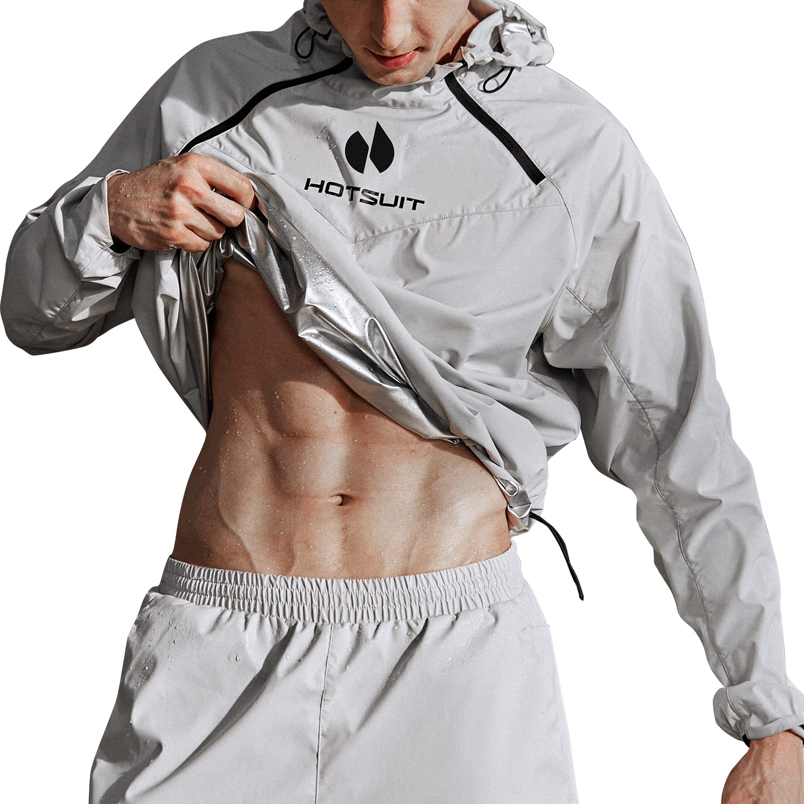 HOTSUIT High-Tech Men's Sauna Suit Sweat Jacket - Temperature Sensitive, Machine Washable for Fitness & Weight Loss - Perfect for Workouts, Running, and Home Gym Sessions