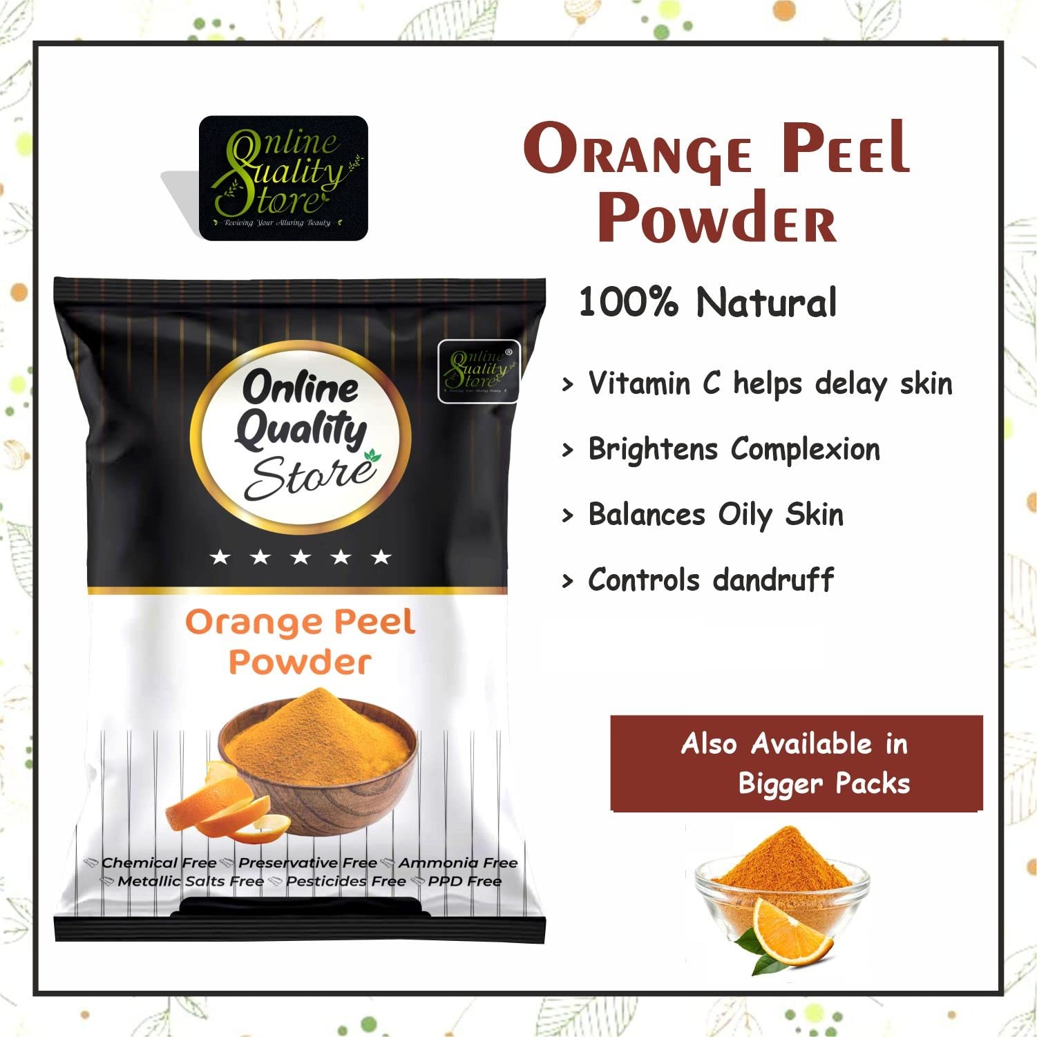 Premium Neem Leaves Powder, Rose Petals Powder & Orange Peel Powder Combo - 300g for Skin Radiance, Glow & Pigmentation Control | Anti-Spot, Dark Mark Removal | Organic Skincare for Face & Body Care