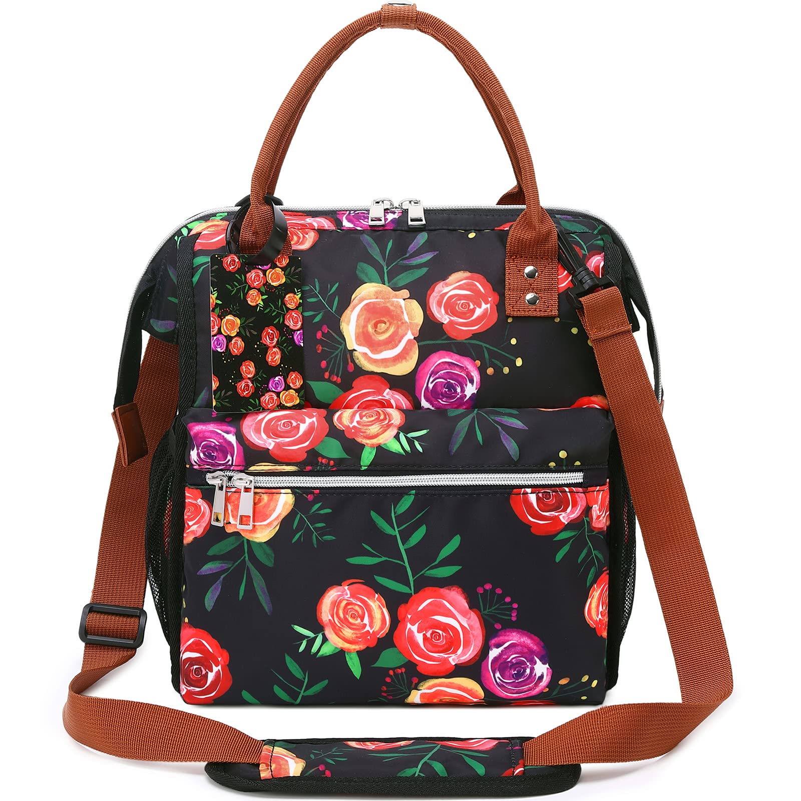 SAIDKOCC Insulated Lunch Bag for Women - Rose Print Leakproof Cooler Tote with Removable Shoulder Strap | Reusable for Office, School, Picnic & Beach | Perfect for Work Lunch, Outdoor Activities & Daily Commute