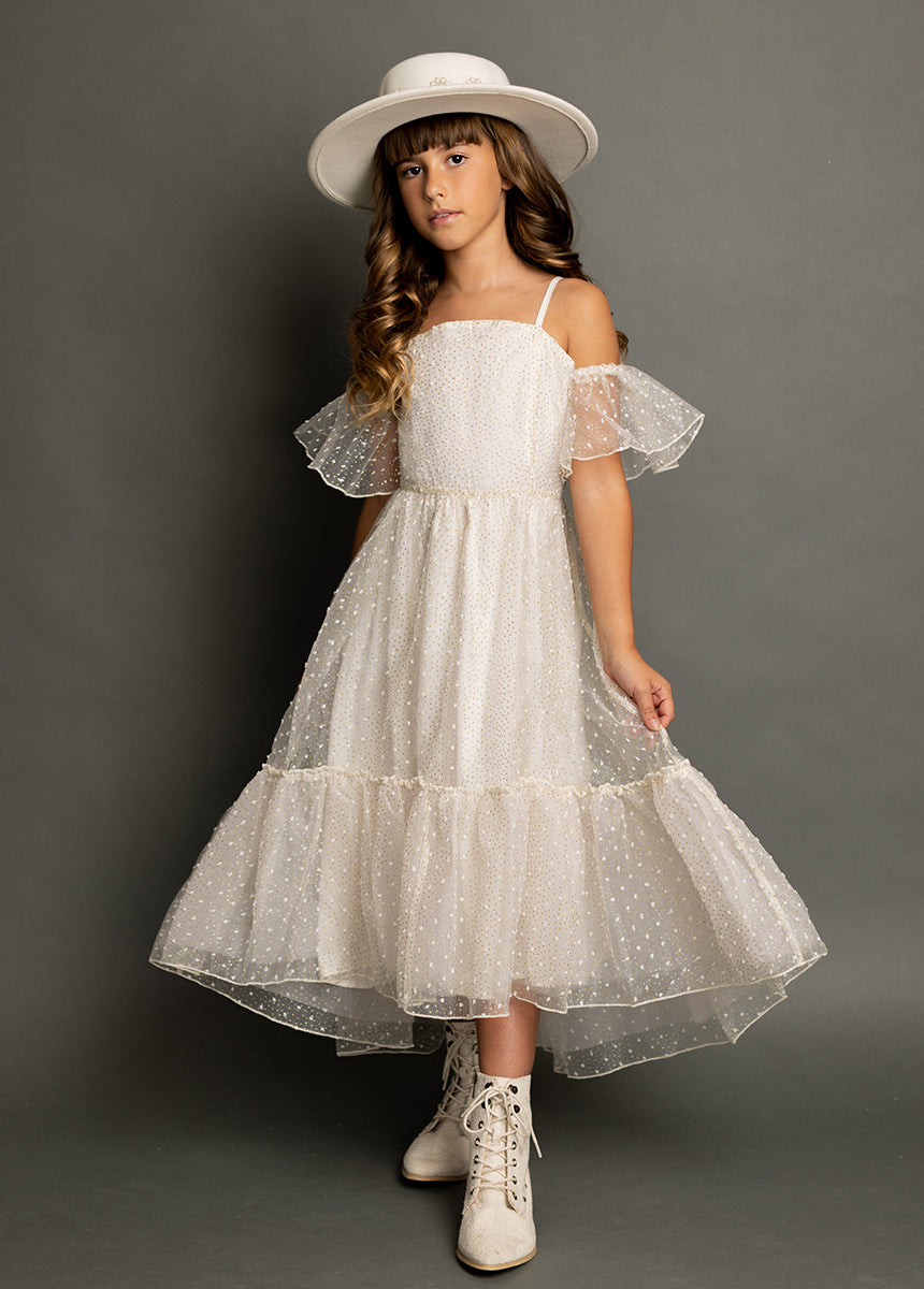 Chloe Cream Polka Dot Dress - Elegant Women's Floral Summer Dress for Casual Wear, Parties & Special Occasions