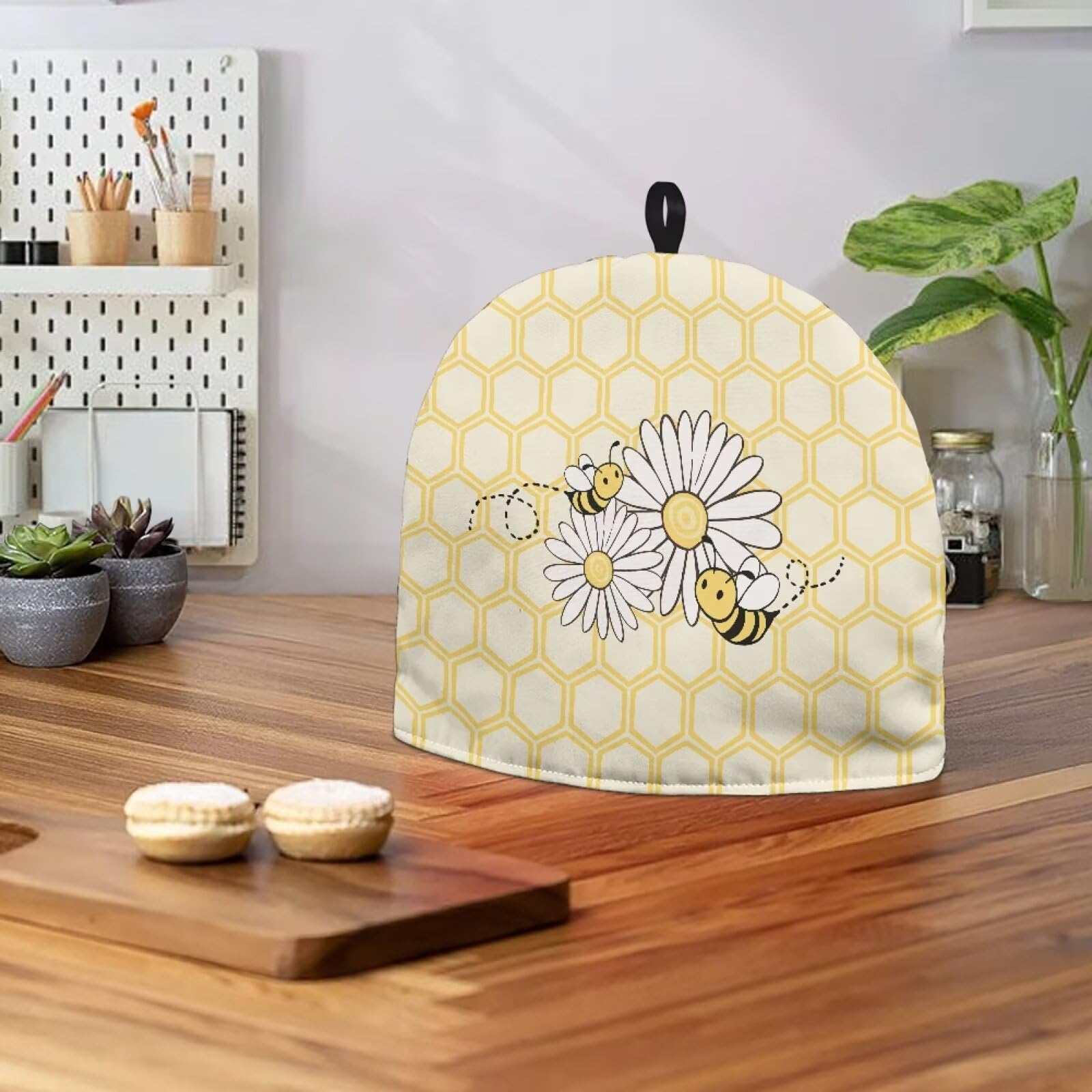 Bee Dust Cover Insulated Tea Cozy for Teapot - Foldable Tea Kettle Cover with Heat Retention for Breakfast & Tea Time - Decorative Kitchen & Coffee Table Accessory - Fade Resistant & Durable - Perfect for Home, Office, and Gifts