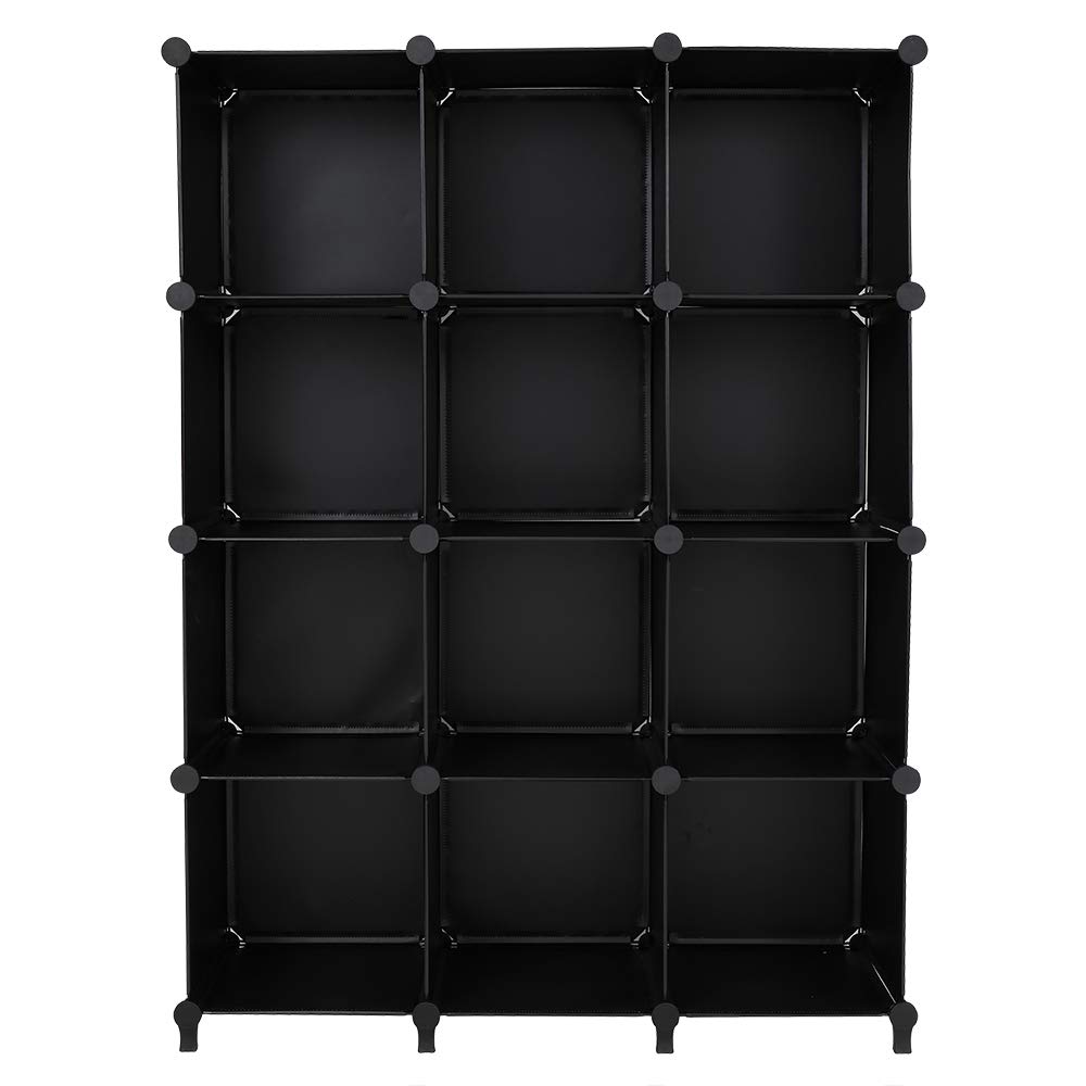 12-Cube Closet Organizer Storage Shelves - DIY Cube Storage Cabinet for Bedroom, Closet & Office Organization - Black Fabric Shelving Unit with Cubes for Home Decor & Storage Solutions