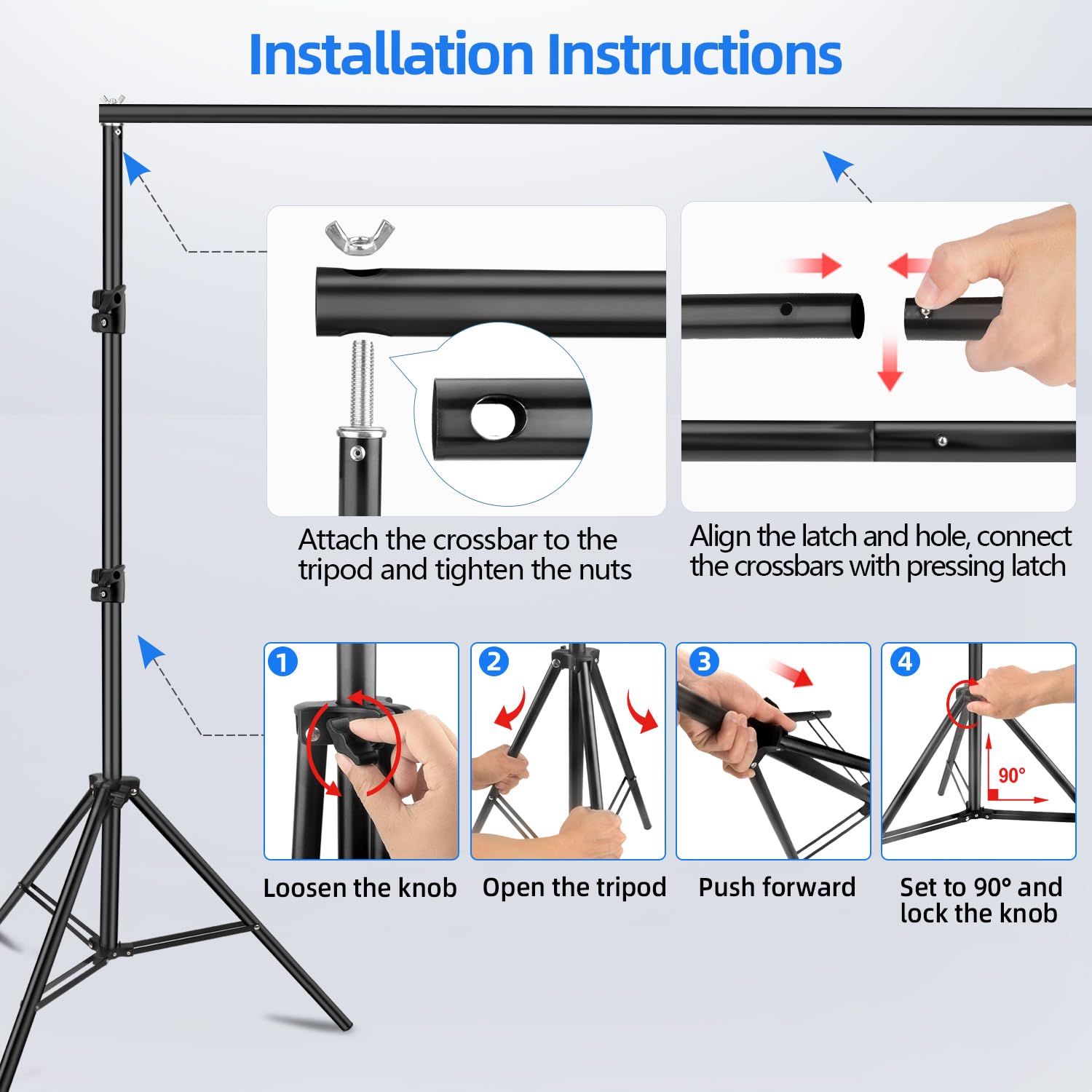 10x6.5 ft Adjustable Photo Backdrop Stand - Heavy Duty Background Support for Photography, Video Streaming, Parties & Events - Perfect for Photo Booths, Projector Screens, Portraits & Home Theater Setup