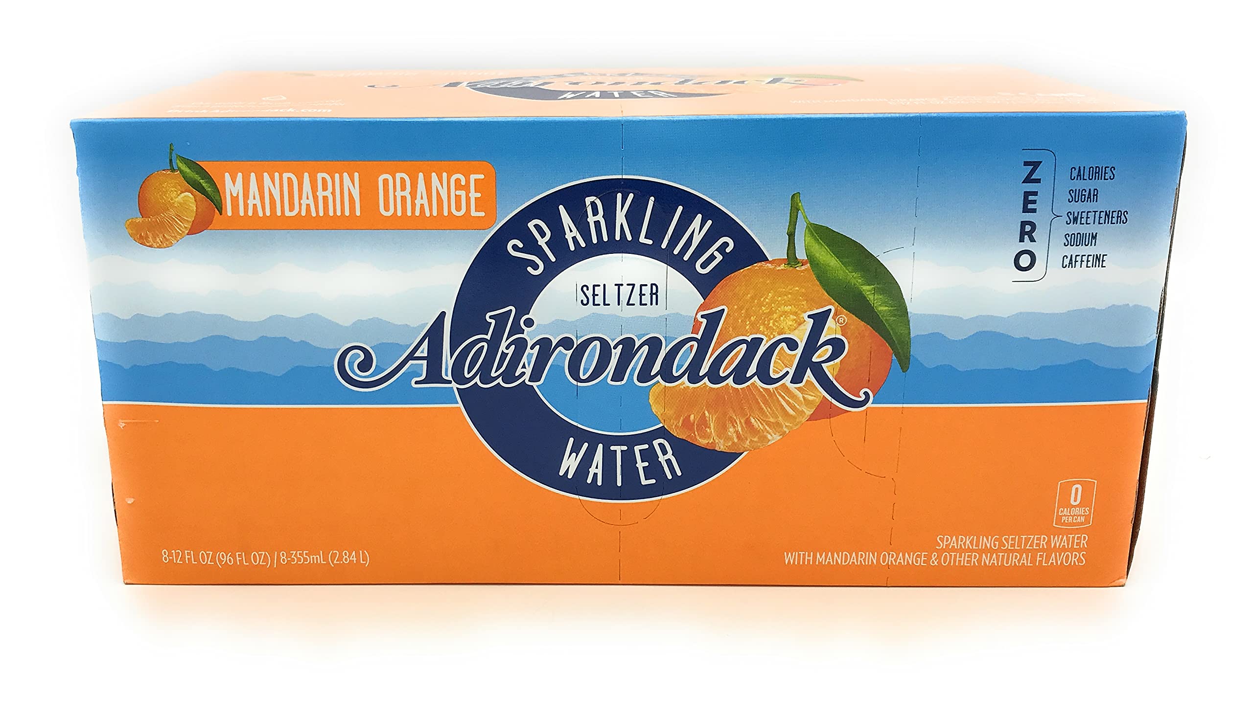 ADIRONDACK BEVERAGES Mandarin Orange Sparkling Water - 8 Pack (12 Fl Oz Cans) | Refreshing Zero Calorie Seltzer for Parties, Picnics & Healthy Hydration