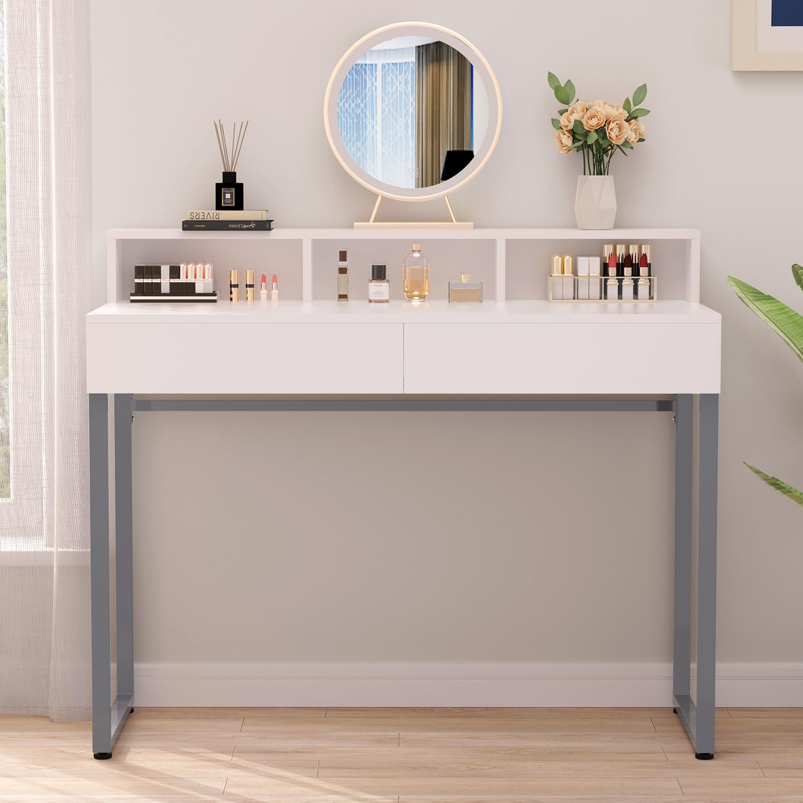 GreenForest White Vanity Desk with Drawers & Storage - 31.5