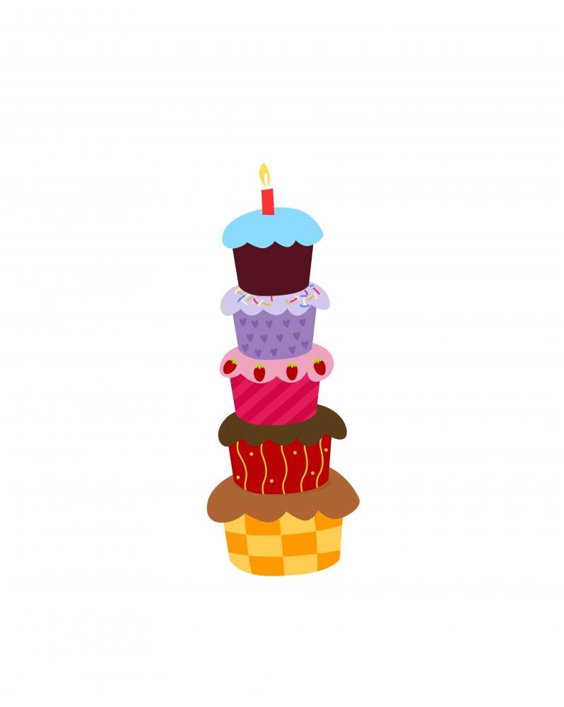 Wallmonkeys Birthday Cake Wall Decal - Peel and Stick Wall Stickers for Girls Room Decor (36x29 Inches) - Perfect for Birthday Parties & Kids Bedroom Decorations