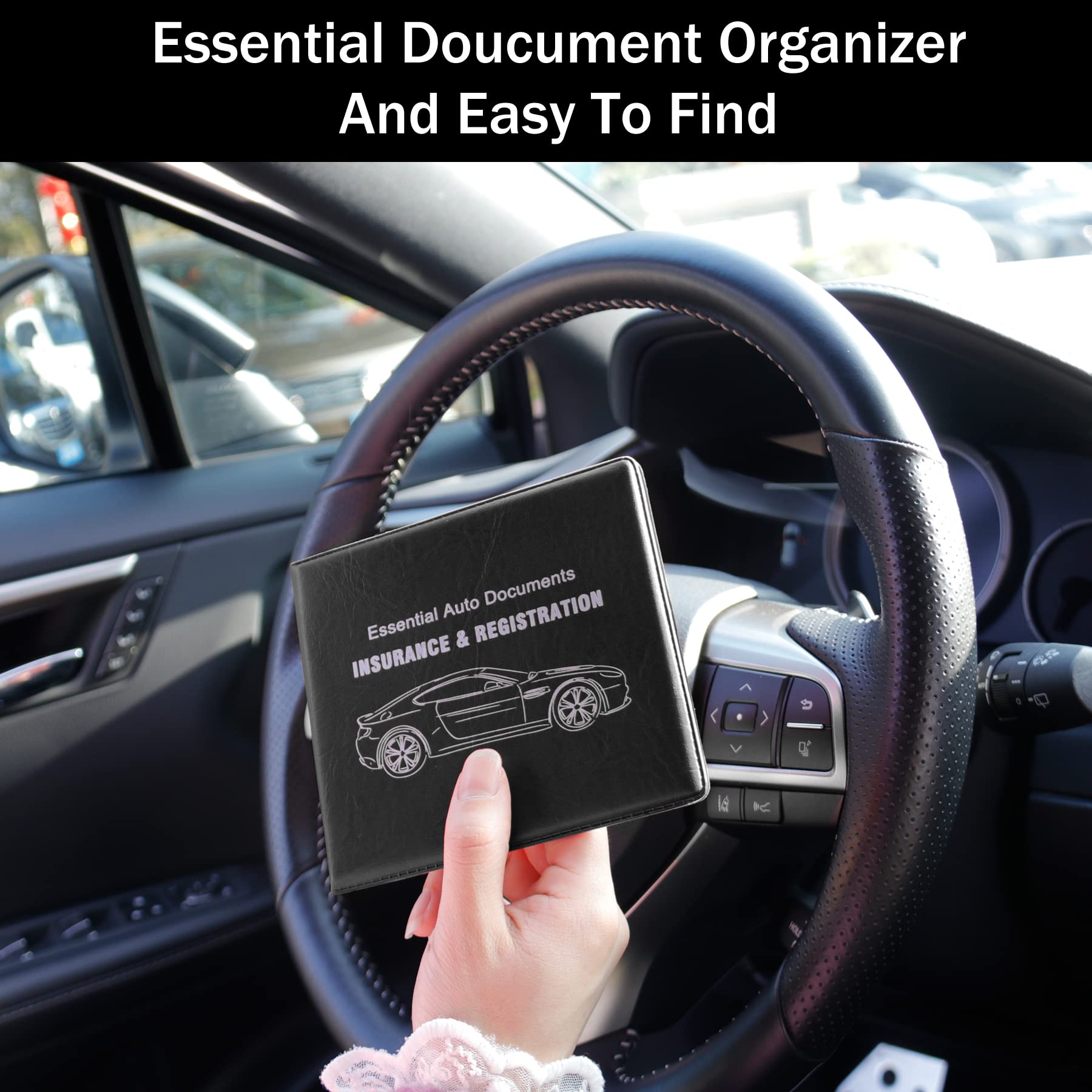 UYYE 2 Pack Car Registration & Insurance Card Holder - Vehicle Glove Box Organizer, Interior Accessories for Documents, Cards, License - Perfect for Road Trips & Daily Commutes