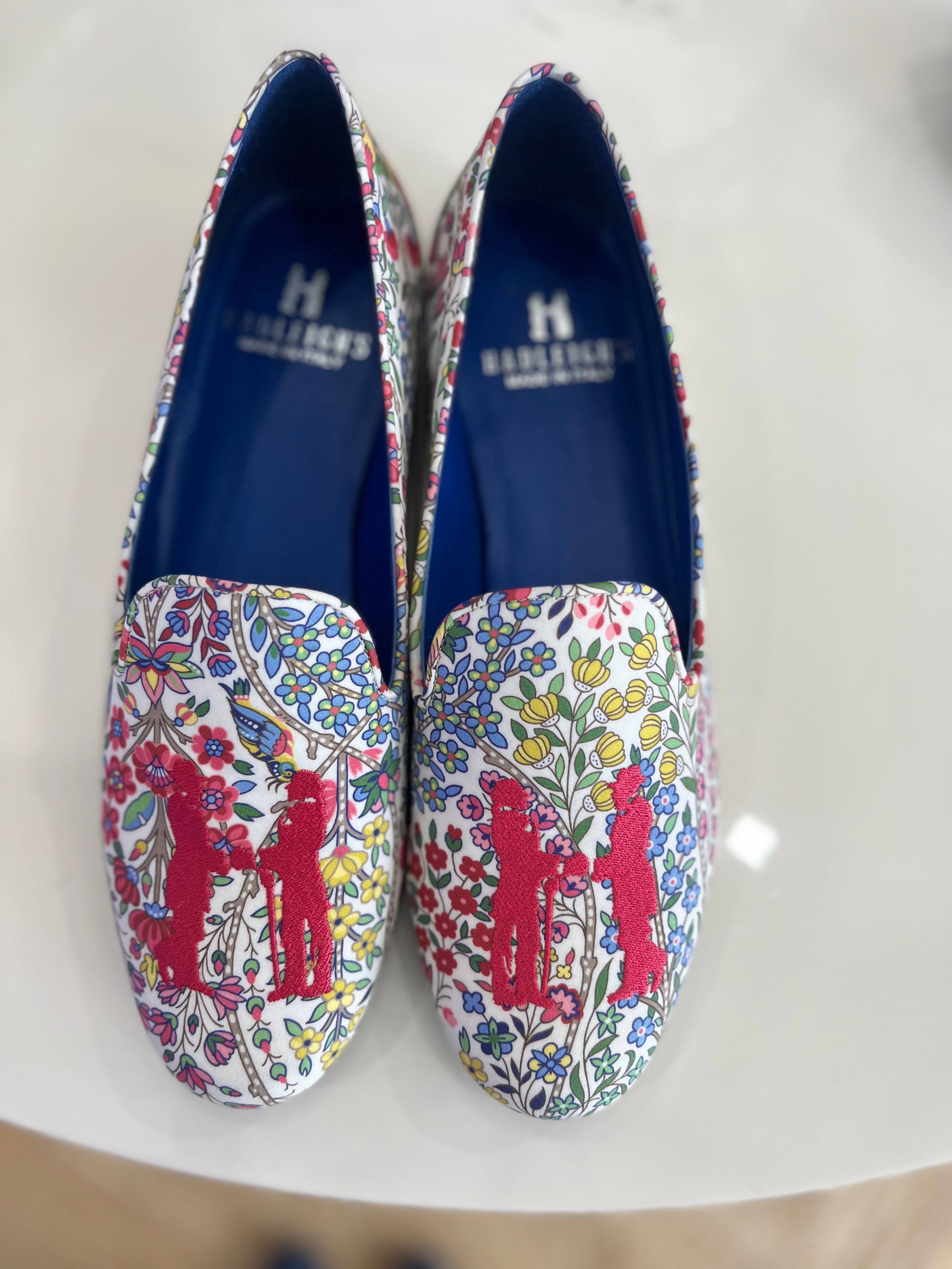 Audrey Floral Slippers with Red Logo - Comfortable Women's House Shoes for Relaxing at Home, Spa, and Lounging