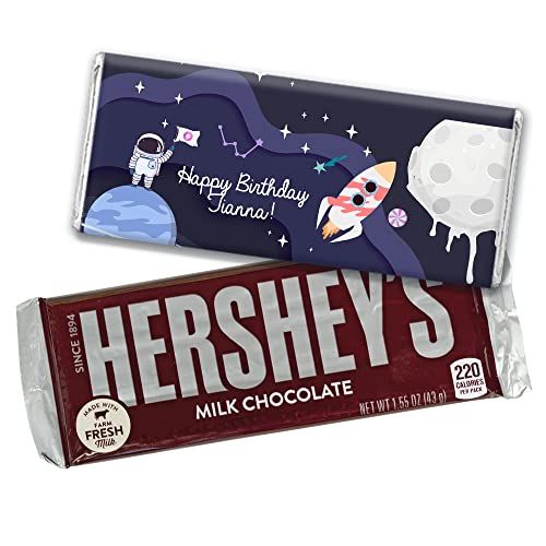 36ct Personalized Galaxy Space Themed Birthday Party Favors - Bulk Chocolate Bars (36 Count) - Perfect for Kids' Birthday Parties, Baby Showers & Space-Themed Events
