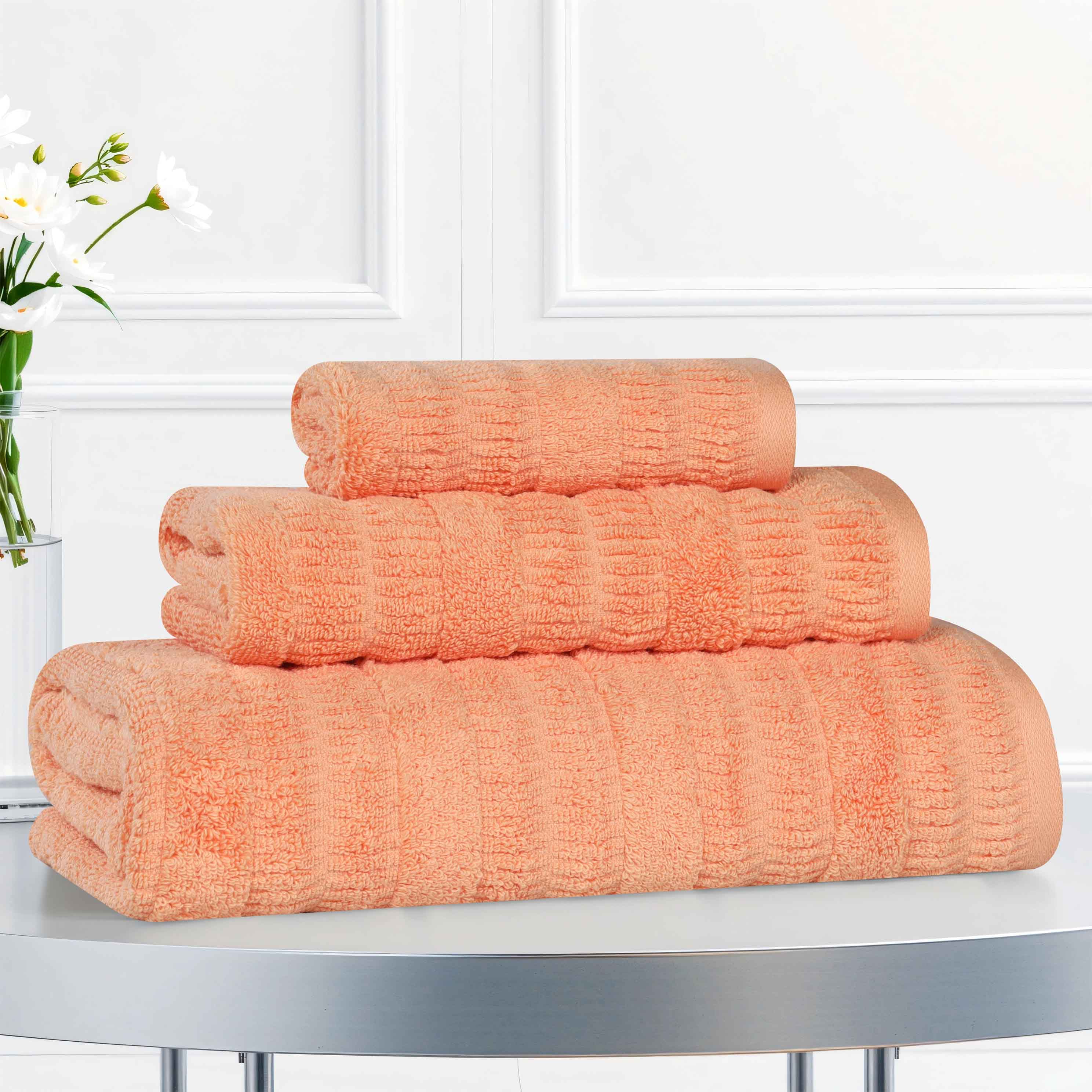 Premium 3-Piece Cotton Ribbed Towel Set - Soft, Absorbent & Quick-Drying Bath Towels for Spa, Gym & Luxury Home Use