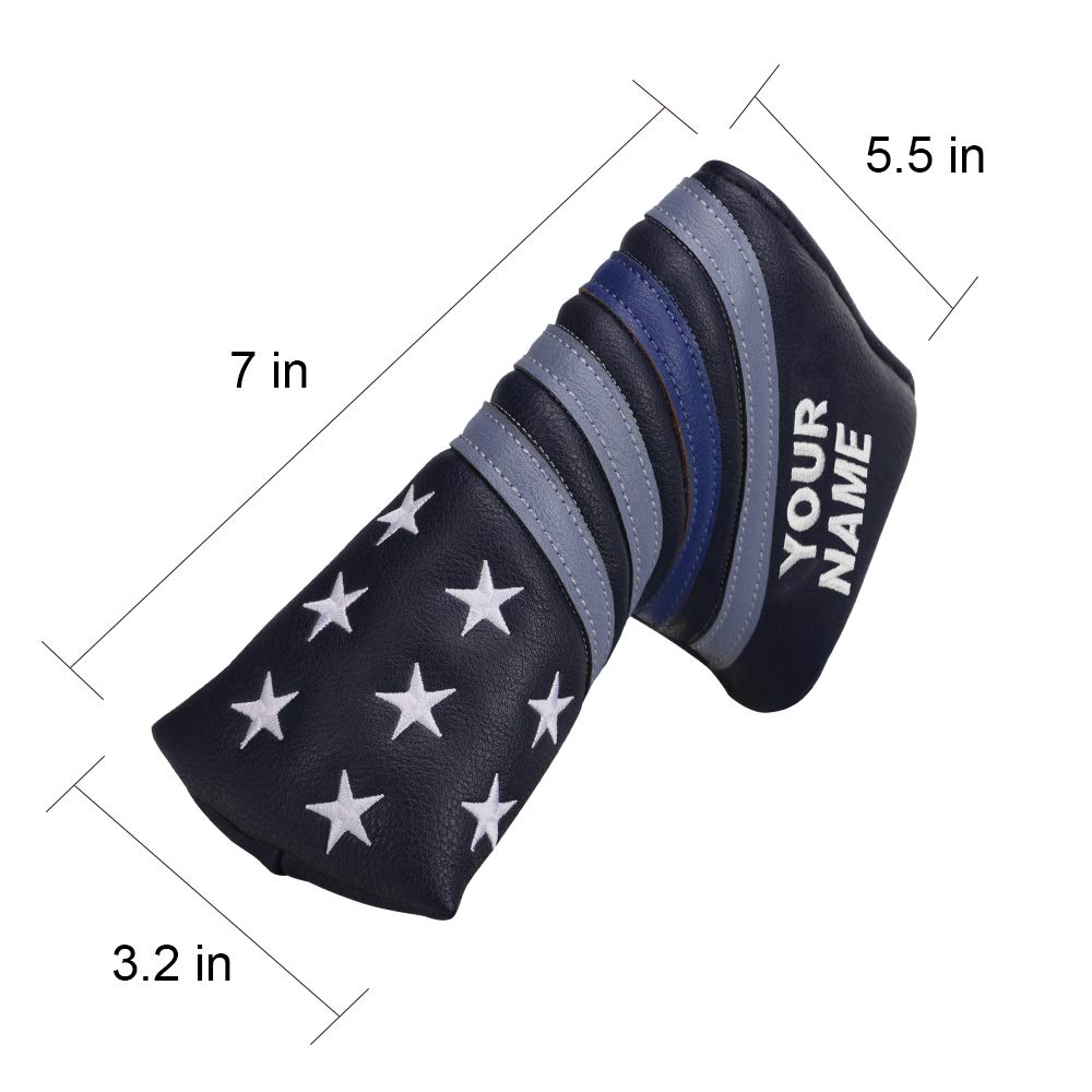 Premium Magnetic Golf Putter Headcover - Blue Stripe Design for Scotty Cameron & Odyssey Putters | Customizable with Your Name | Perfect for Golf Course Protection & Style Enhancement
