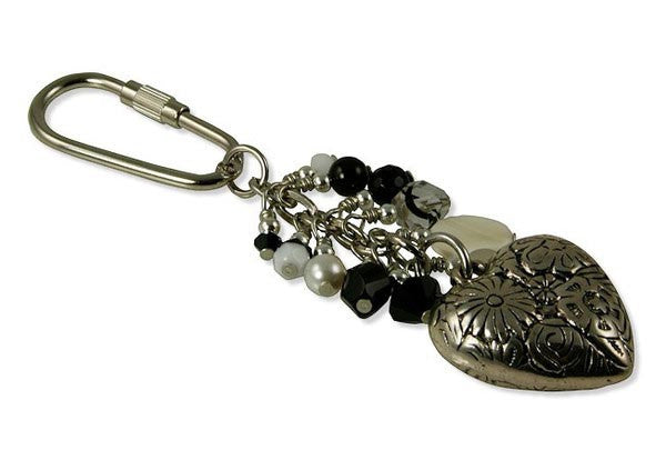 Black and White Heart Charm Keychain - Elegant Gift for Valentine's Day, Anniversary, or Friendship - Perfect for Keys, Bags, and Backpacks