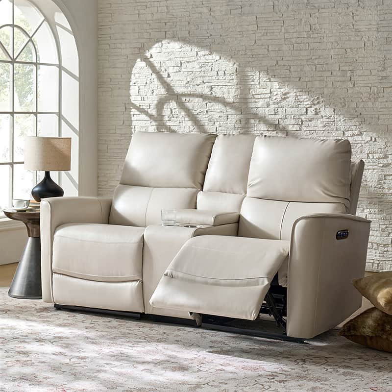Celisha Power Reclining Sofa with Storage Console & Wide Seats - Modern Recliner Couch with USB Charging for Living Room, Home Theater & Family Room Comfort