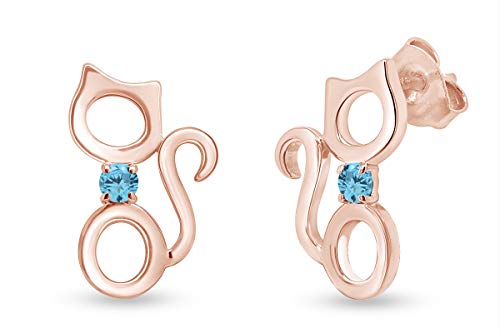 Rose Gold Over - Simulated Blue Aquamarine