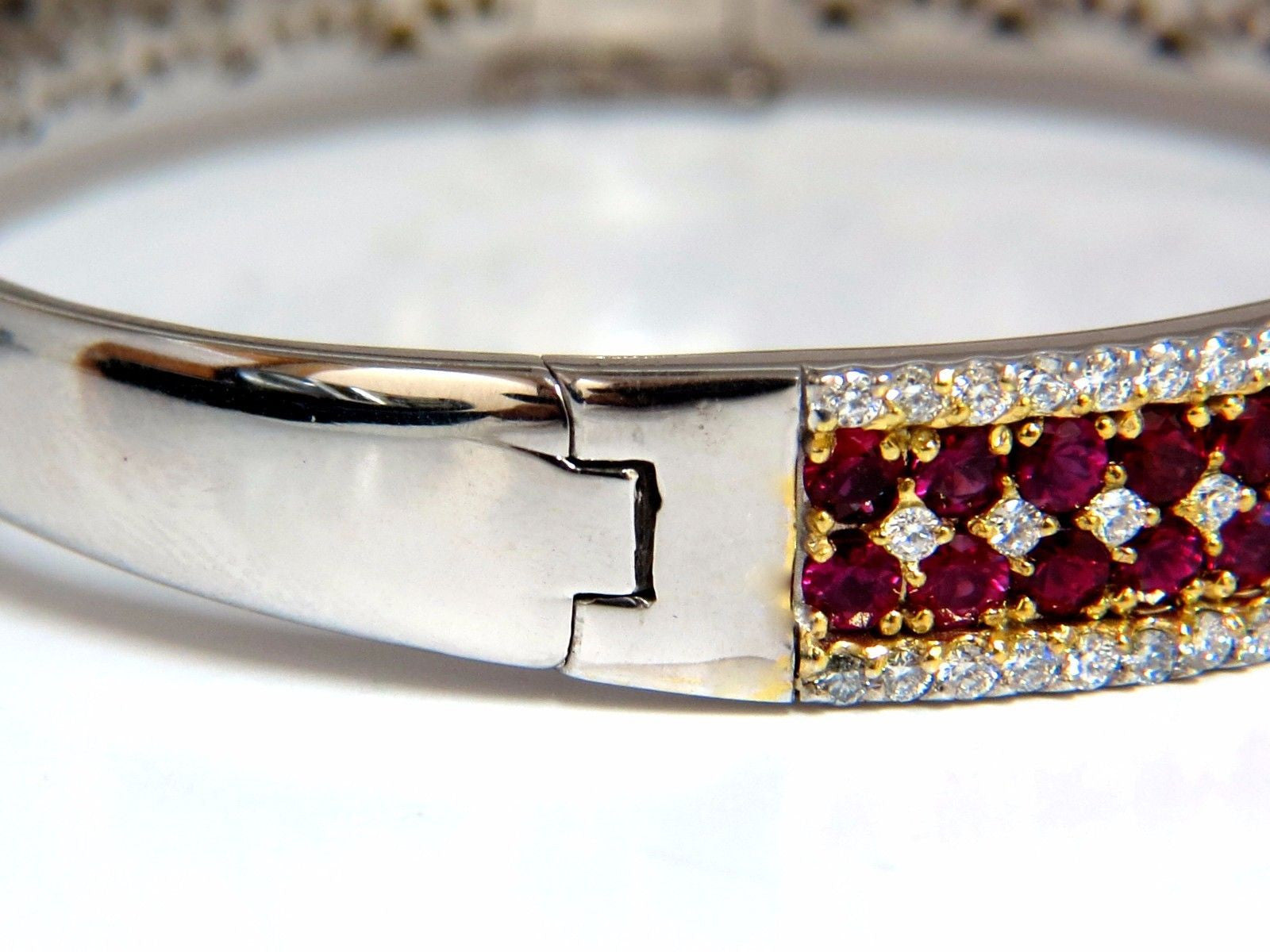 8.00ct Natural Round Cut Ruby & Diamond Bangle Bracelet in 14K Gold - Elegant Jewelry for Weddings, Anniversaries & Special Occasions
