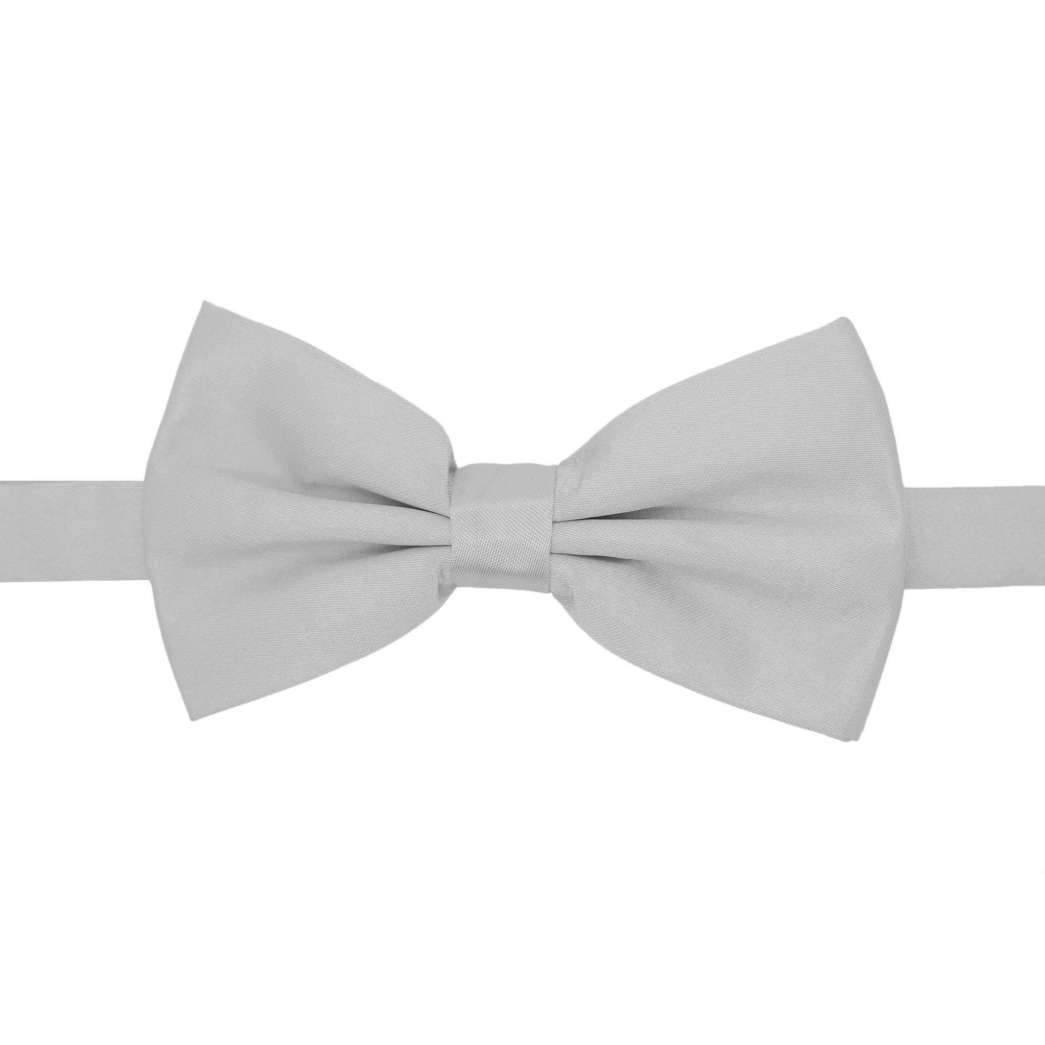 Elegant GIA Silver Satin Adjustable Bow Tie for Men - Perfect for Weddings, Prom & Formal Events