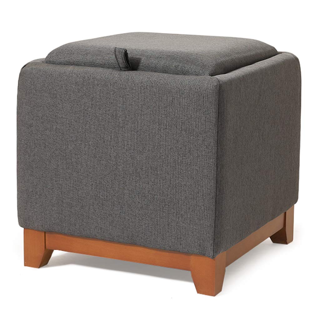 Linen Storage Pouffe Ottoman Stool with Elastic Sponge Filling - Upholstered Footrest & Shoe Bench for Living Room, Bedroom - Perfect for Extra Seating, Storage & Home Decor