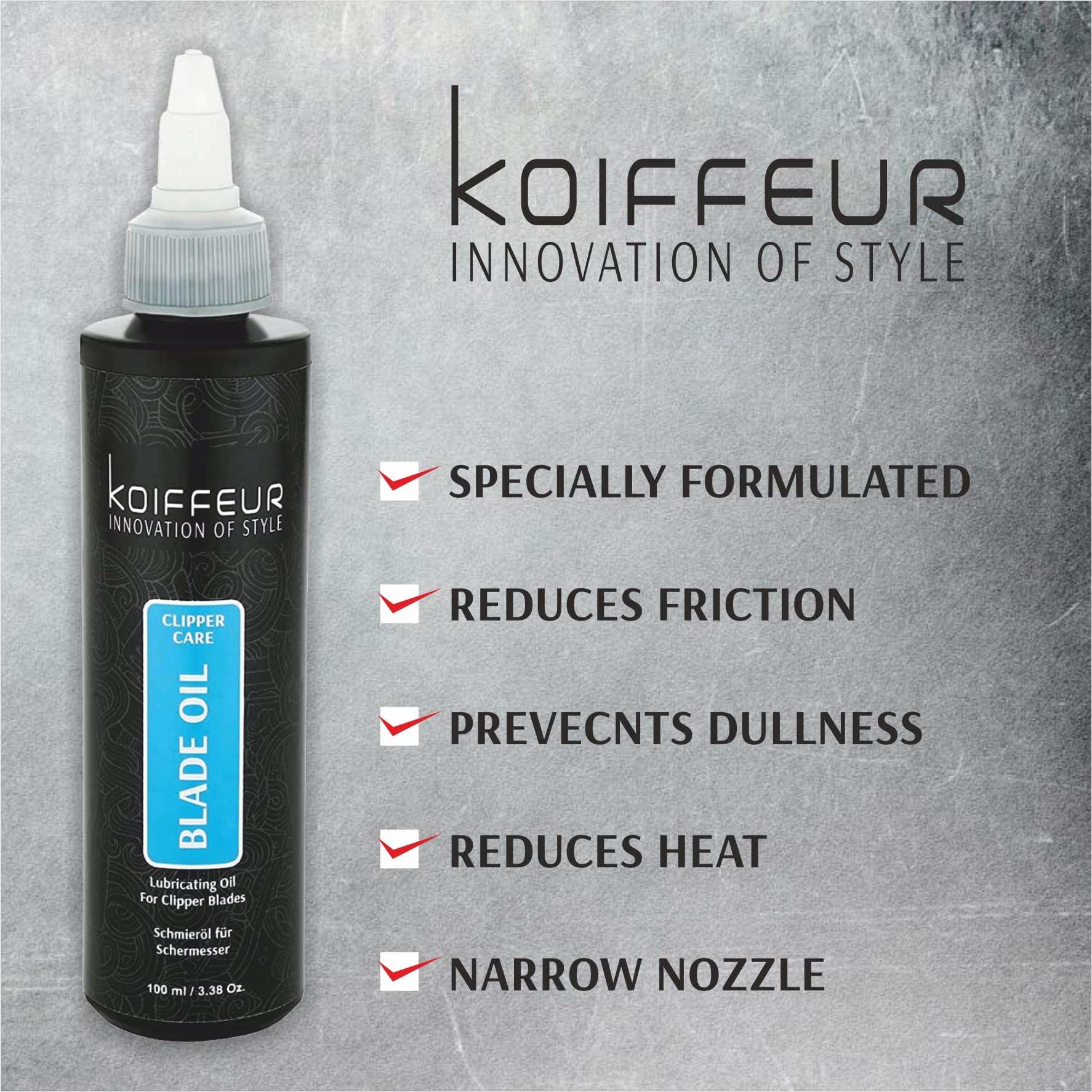 Koiffeur Professional Clipper Blade Oil Lubricant 100ml - Hair Trimmer Maintenance Oil for Barbers & Home Use | Extends Blade Life & Improves Cutting Performance