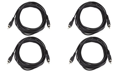 Premium RCA Male to Male Audio Cable - 25 Feet (7.6 Meters) 4-Pack - High-Quality Black Stereo Connector for Home Theater, Speakers, DJ Equipment & Audio Systems