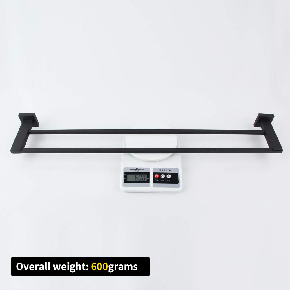 GERZWY 30-Inch Double Bathroom Towel Bar - Stainless Steel Wall Mounted Towel Rack - Modern Matte Black Finish - Perfect for Bathroom, Spa, or Laundry Room Organization