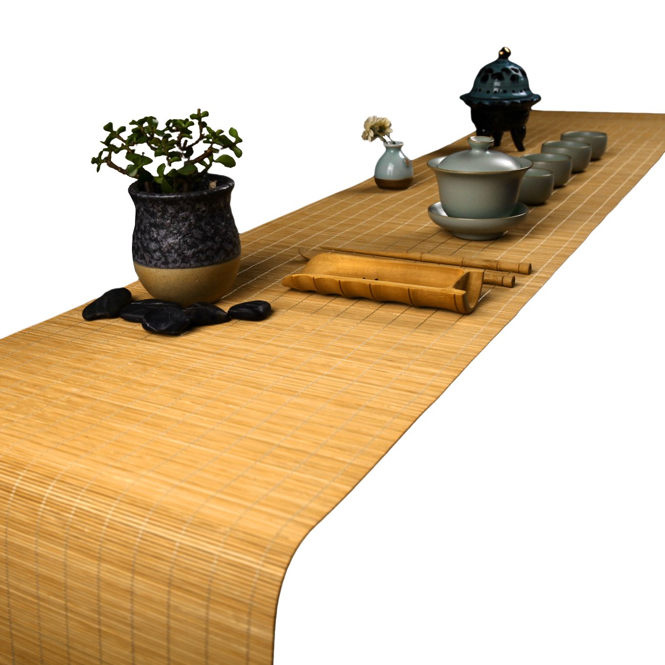 Premium Handmade Natural Bamboo Tea Ceremony Mat - 12x59 Inch Kung Fu Tea Set Table Runner, Eco-Friendly Bamboo Slat Placemat for Tea Decor & Zen Home Decor | Perfect for Tea Parties, Meditation Spaces & Asian-Inspired Interiors