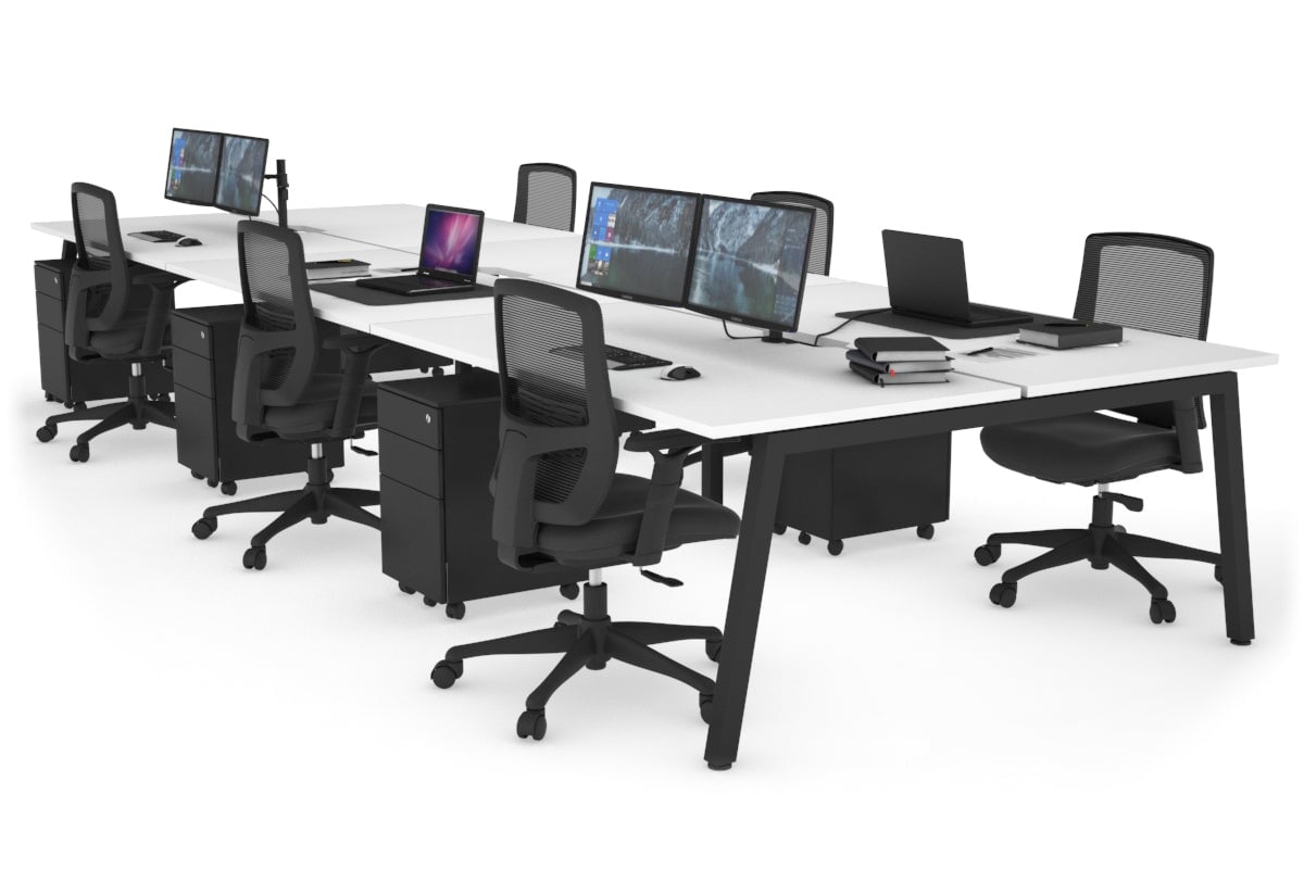 Quadro 6-Person Office Workstation Desk - 1600L x 800W with Cable Management Scallop - Perfect for Team Collaboration, Open Office Spaces & Conference Rooms
